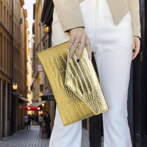 Envelope Clutch Purse Leather Handbag Evening Bag with Chain Wedding Party Prom