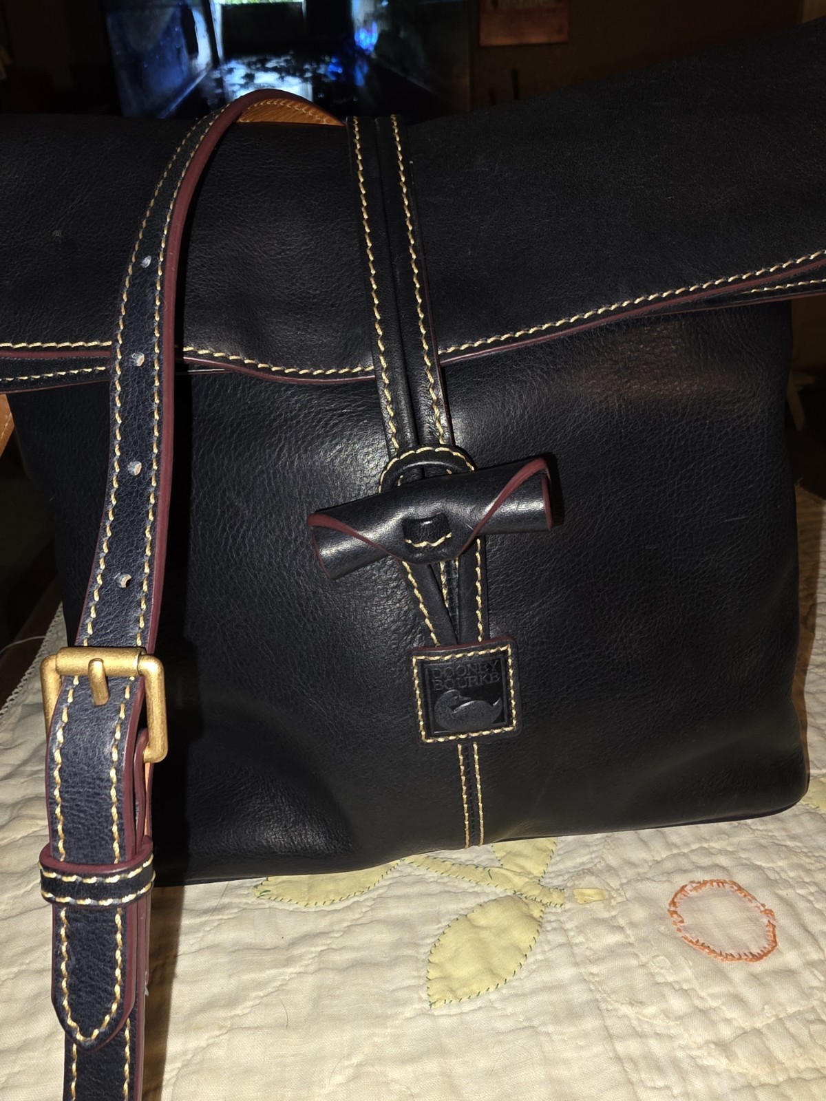 Dooney and Bourke Florentine Leather Navy Blue Toggle Crossbody Bag