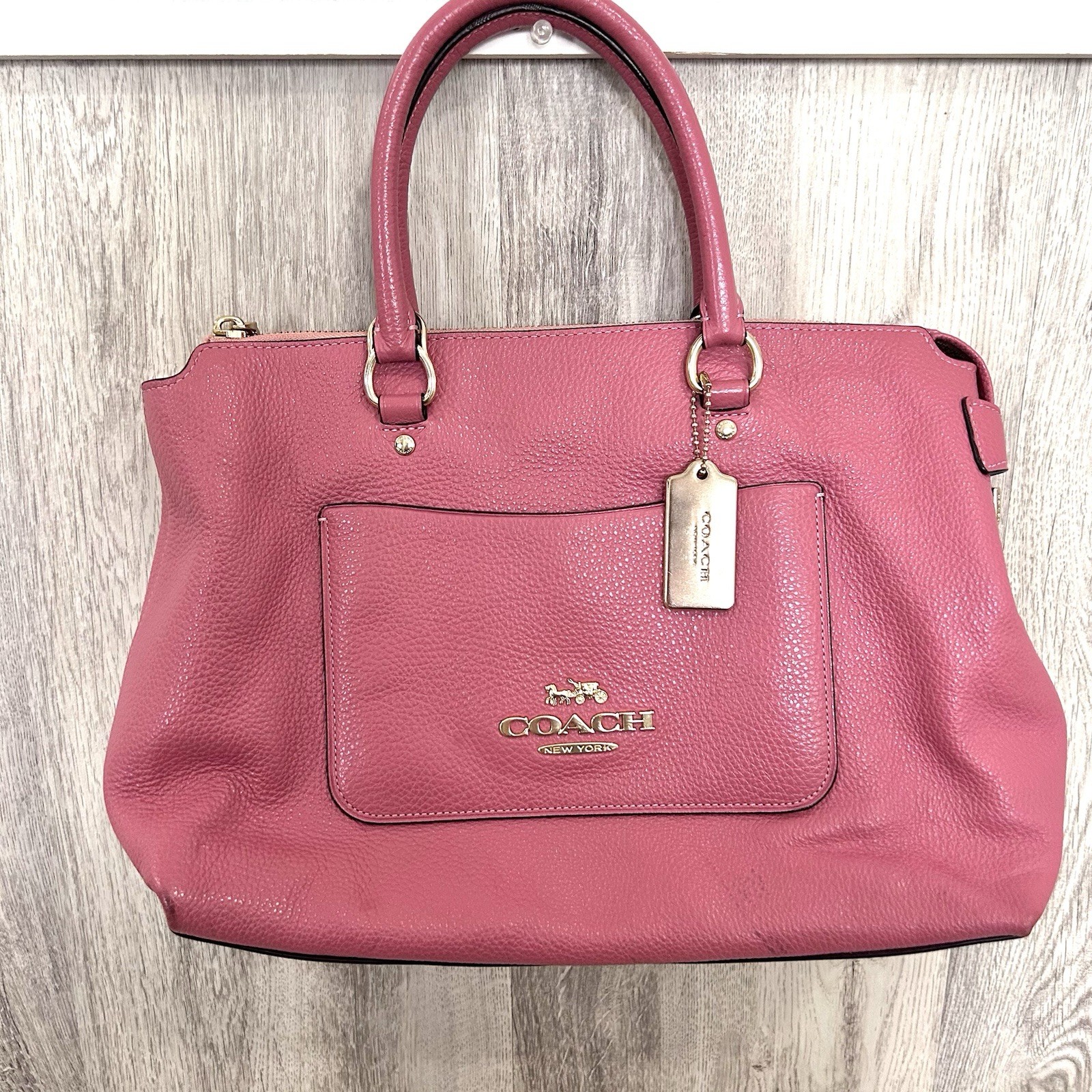 Coach Leather Emma Satchel Pink Handbag Purse Glam Barbie Luxury Purse