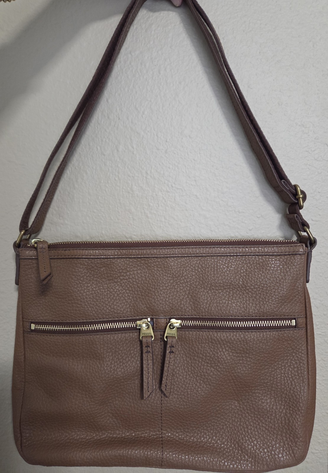 FOSSIL CROSSBODY PURSE ~ SOFT PEBBLED LEATHER ~ BROWN ~ NEW w/ TAGS + FREE GIFT!