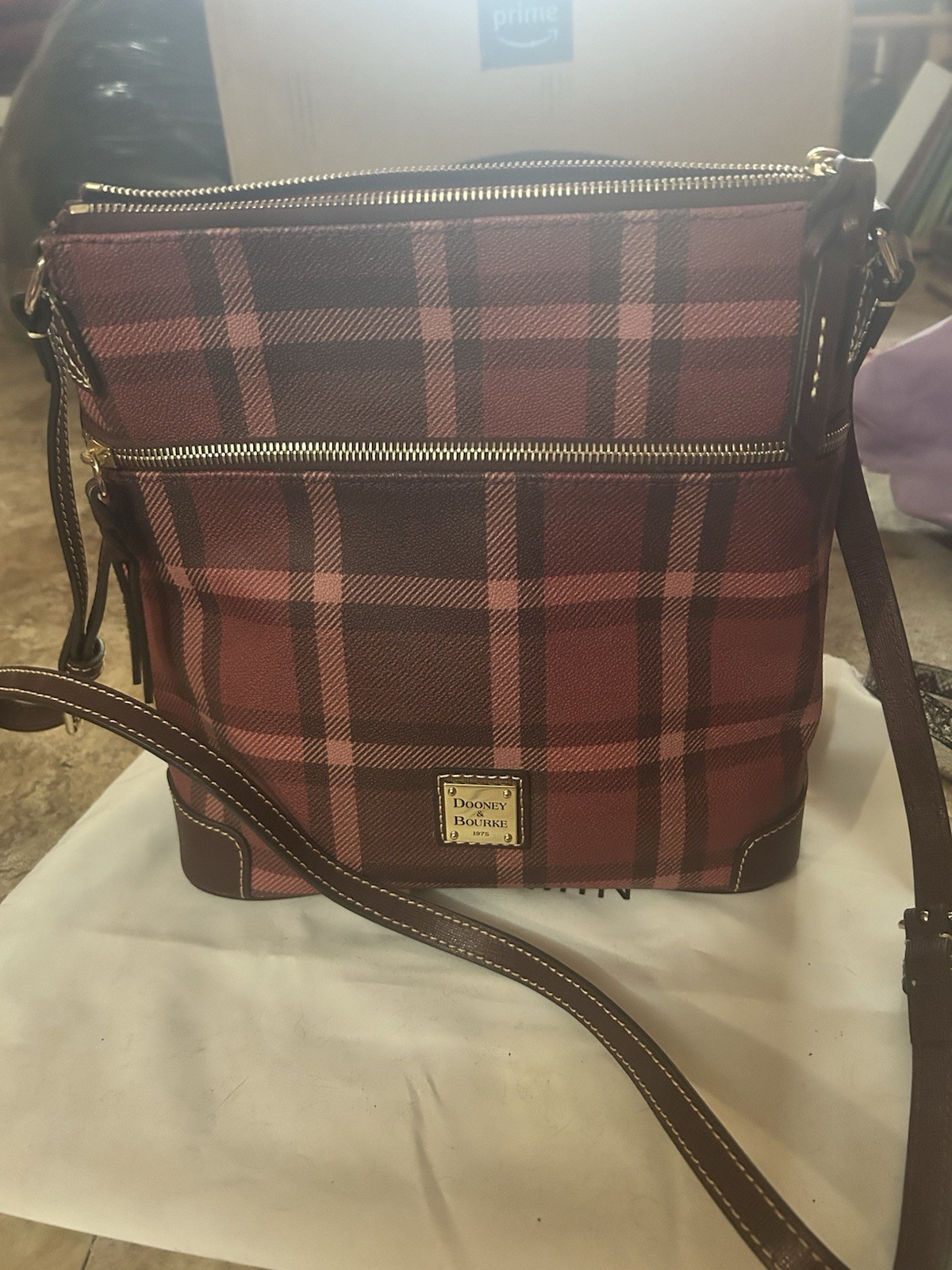 Dooney & Bourke Crossbody Bag – Plaid Pink Tan New with Registration Card