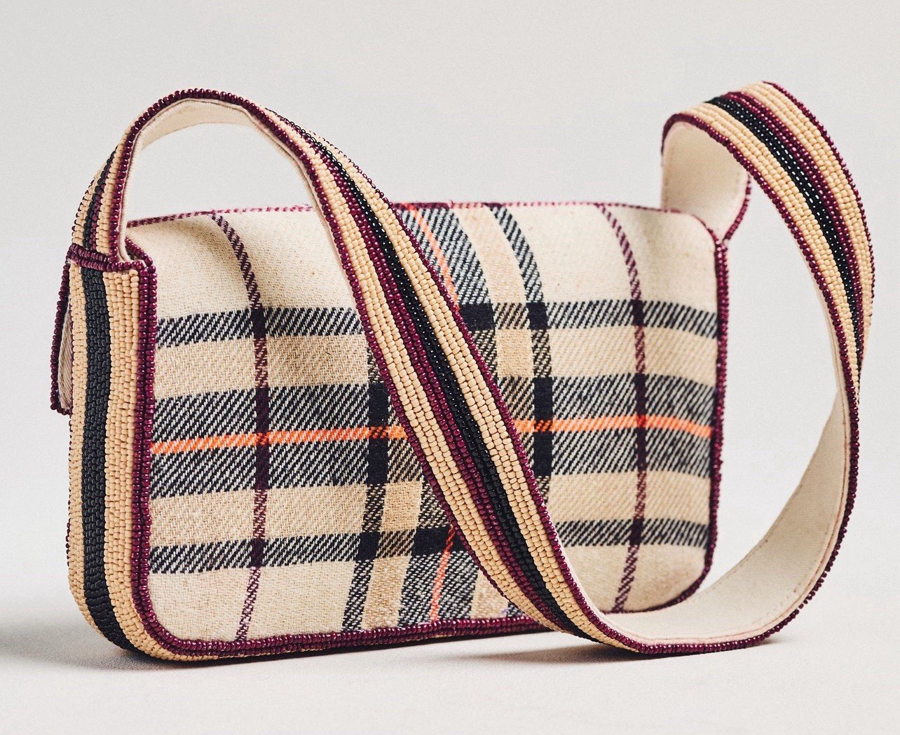 Anthropologie The Fiona Beaded Bag: Animal Edition Horse Plaid Riding Equestrian