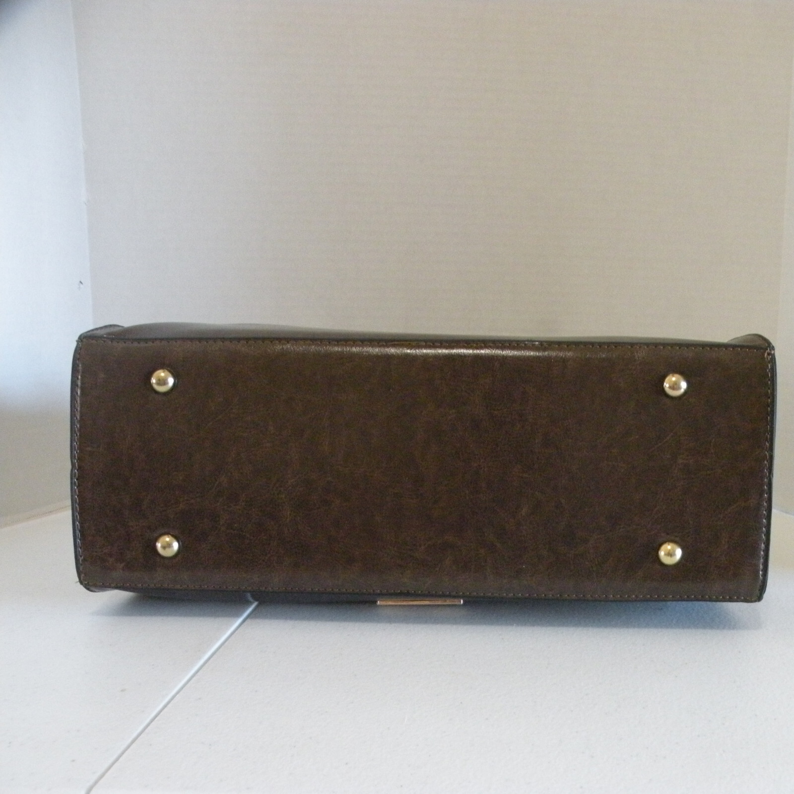 Dark Brown Leather Purse Handbag 13 in x 10 in x 5.5 in With Handles & Strap