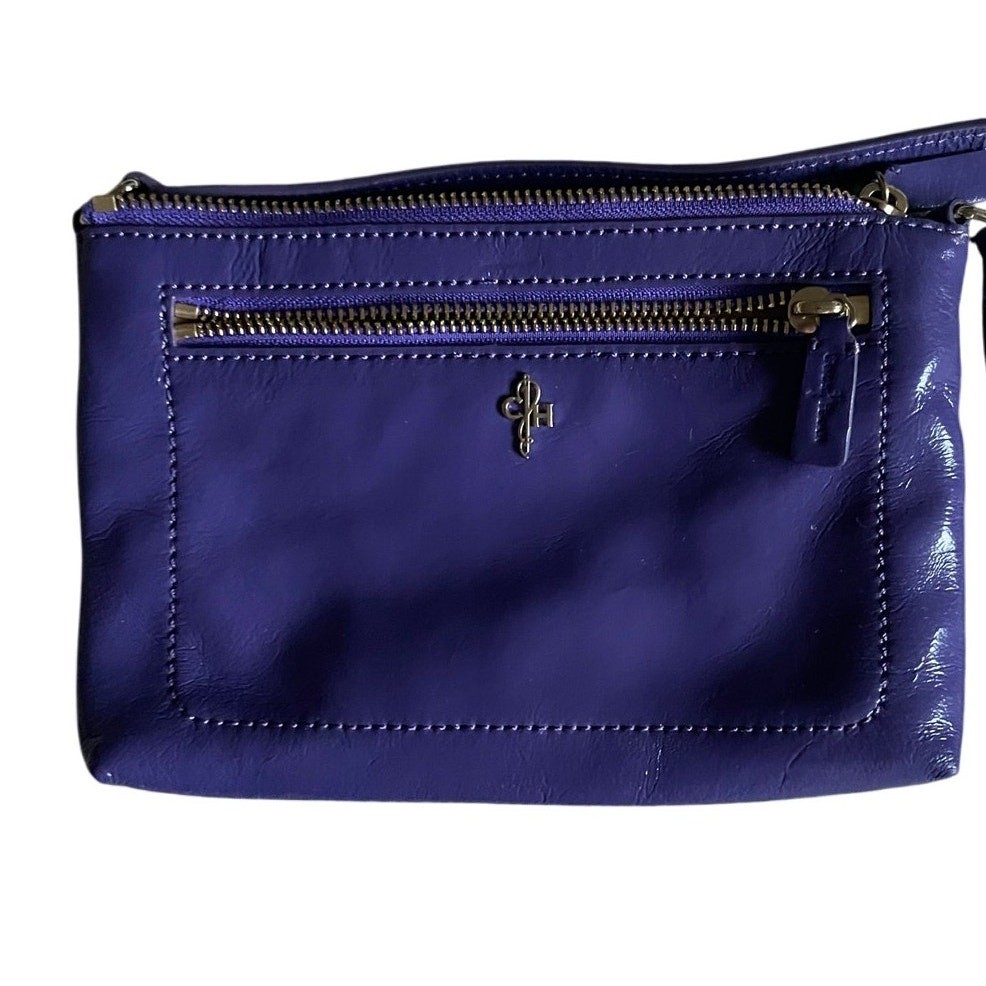 Cole Haan Womens/Teen Crossbody Vivid Purple Purse 5×8 inches Gold accents