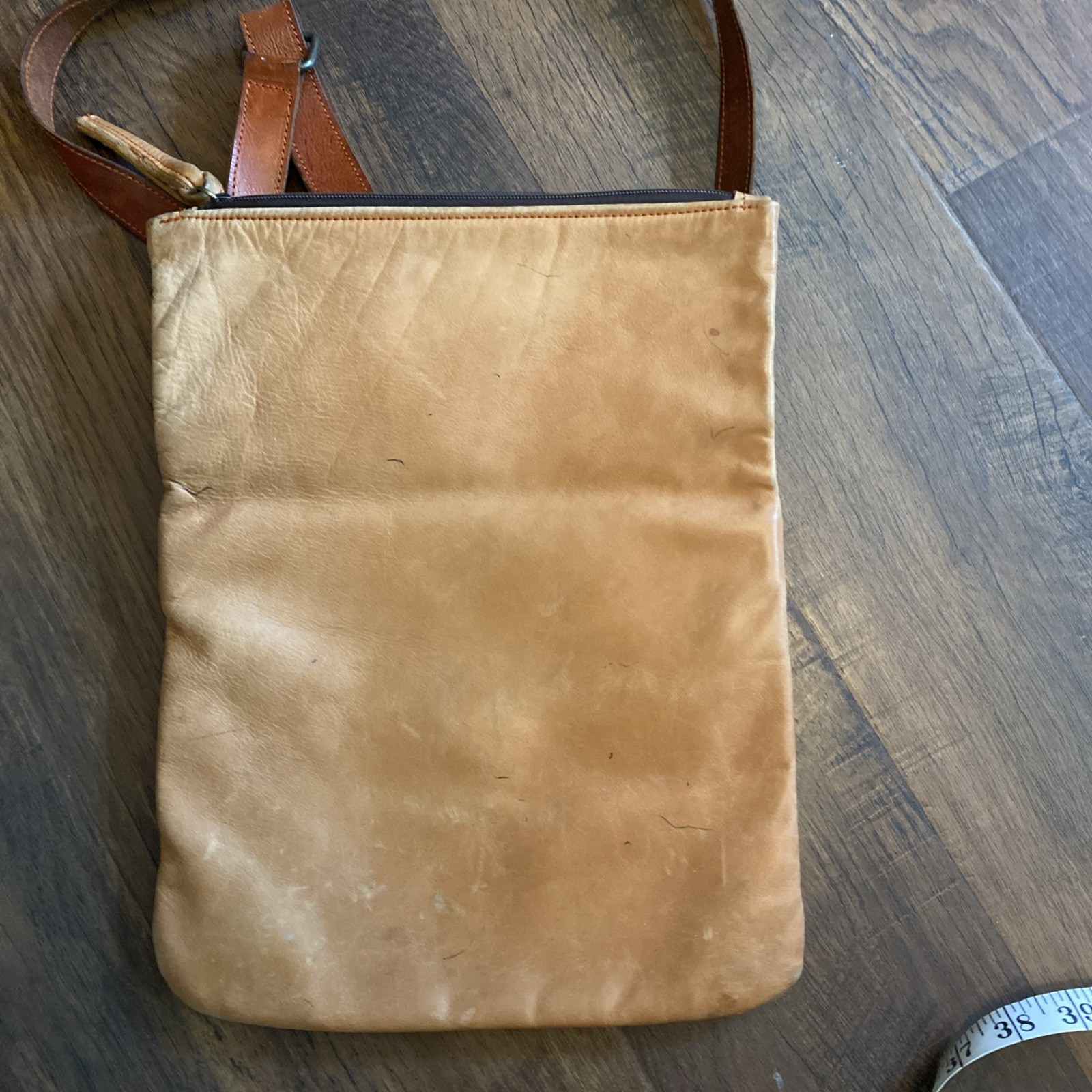 Vintage Brown Leather Crossbody Shoulder Bag Messenger Satchel 13in