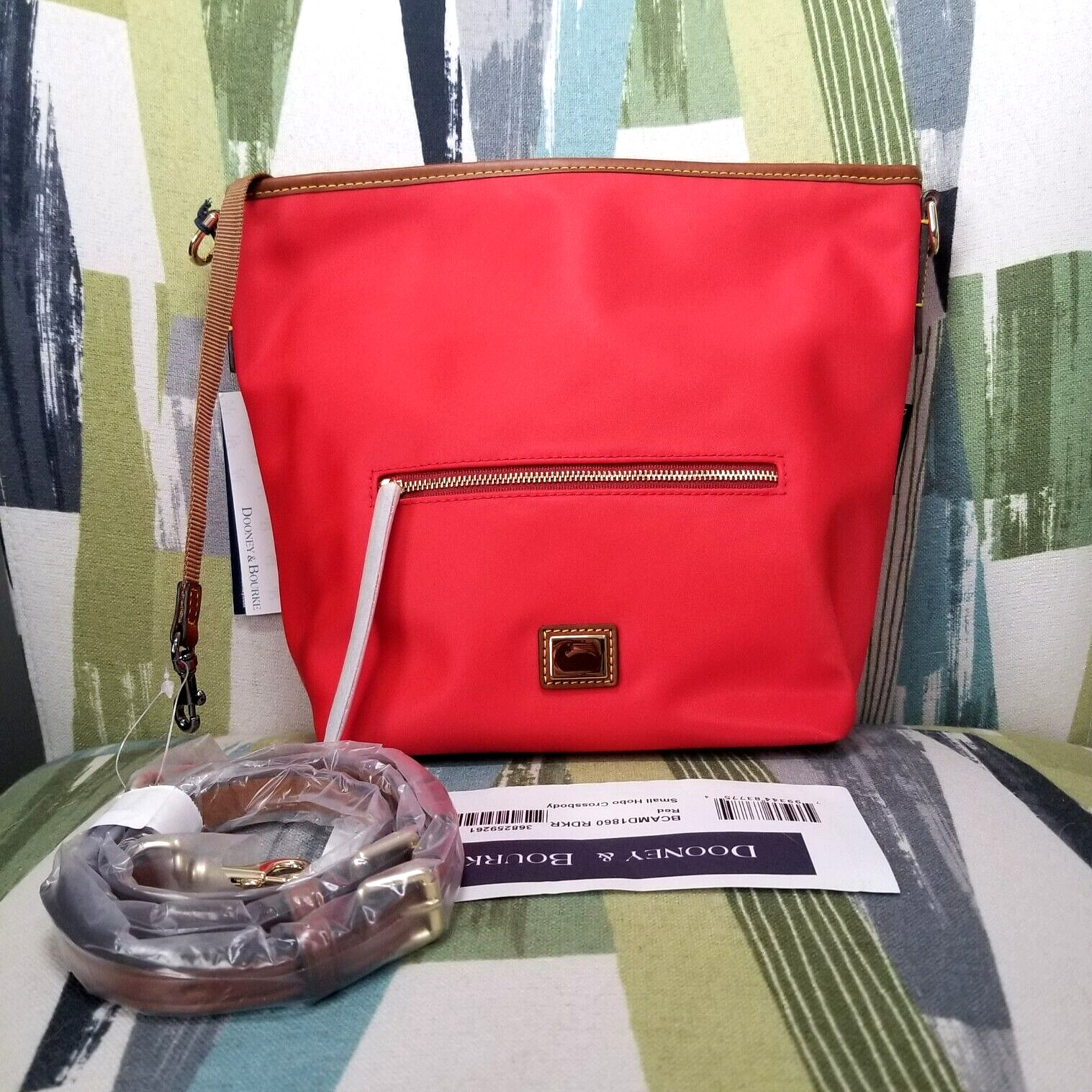 Dooney And Bourke Wayfarer Nylon Small Hobo Crossbody Shoulder Bag In Red