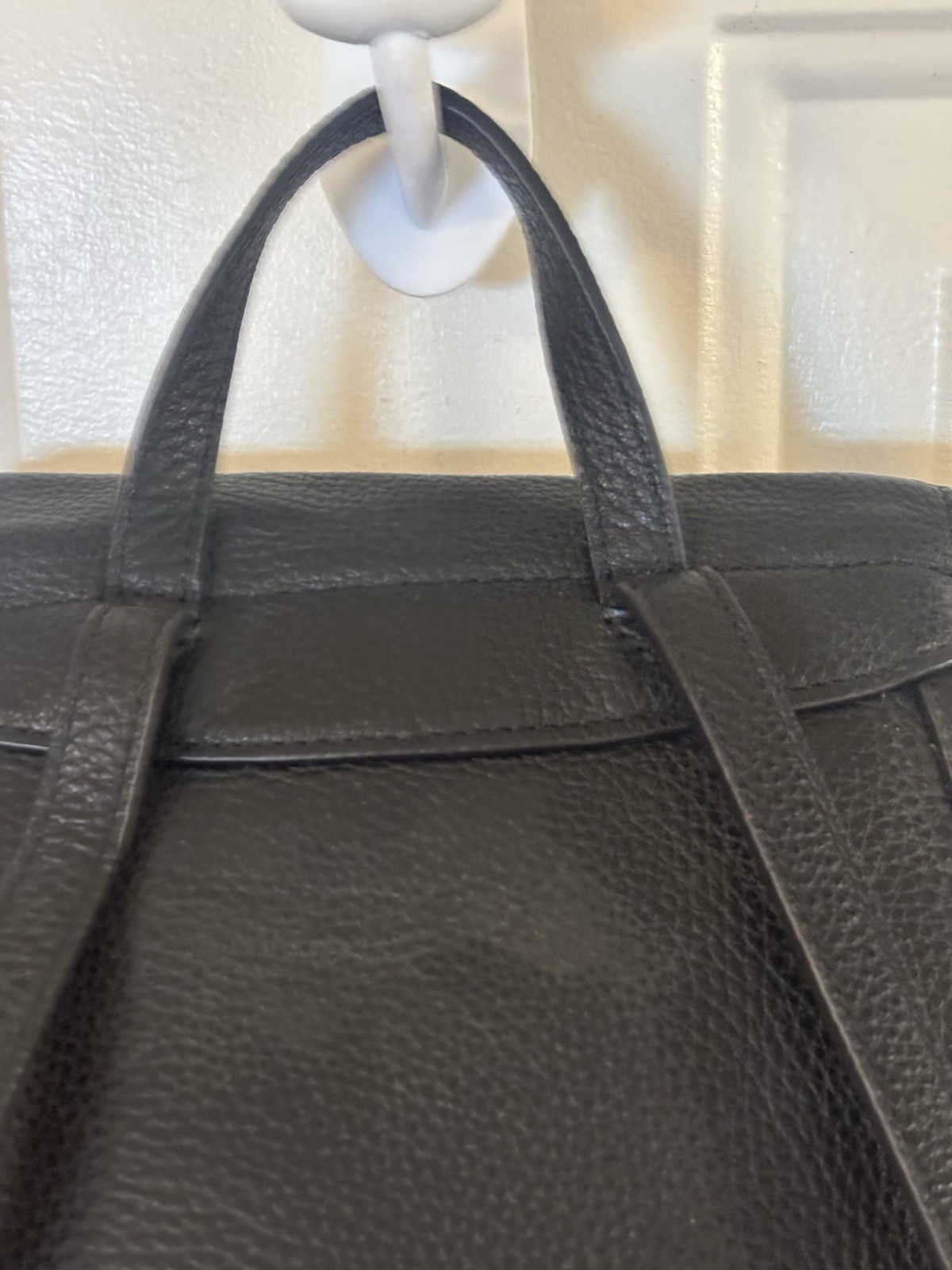 Kate Spade Leila Medium Flap Backpack Black Pebbled Leather Drawstring Handbag