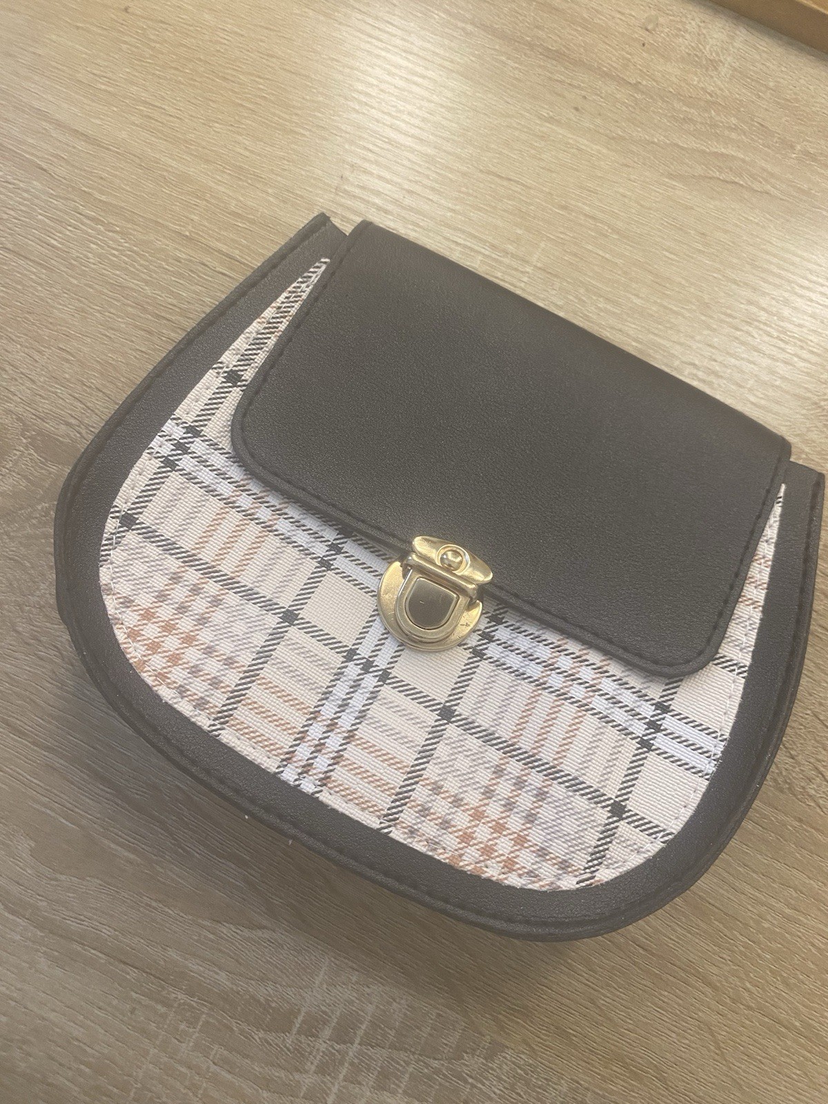 Black & Beige Plaid Small Clutch Purse