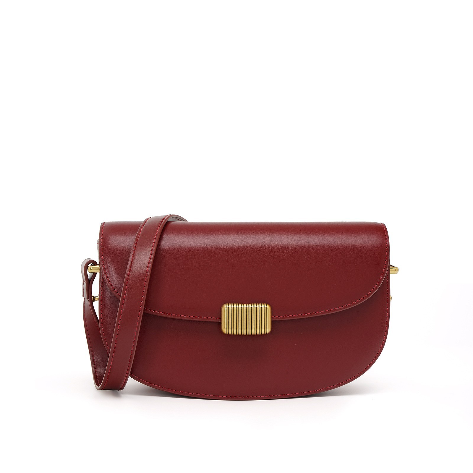 Women’s Genuine Leather Crossbody Shoulder Bag Burgundy Retro Adjustable Purse
