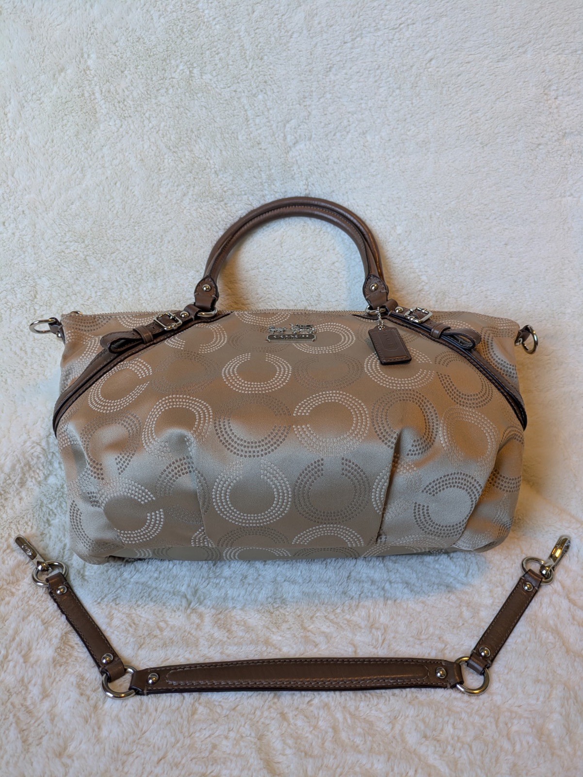 Coach Madison Dotted Op Art Sophia Satchel Gold-Tone Hardware Canvas/Leather