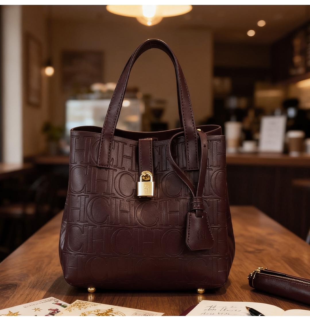 Ch Embossed Ladies Crossbody Bag Letter Printing Design Ladies Handbag Large Cap