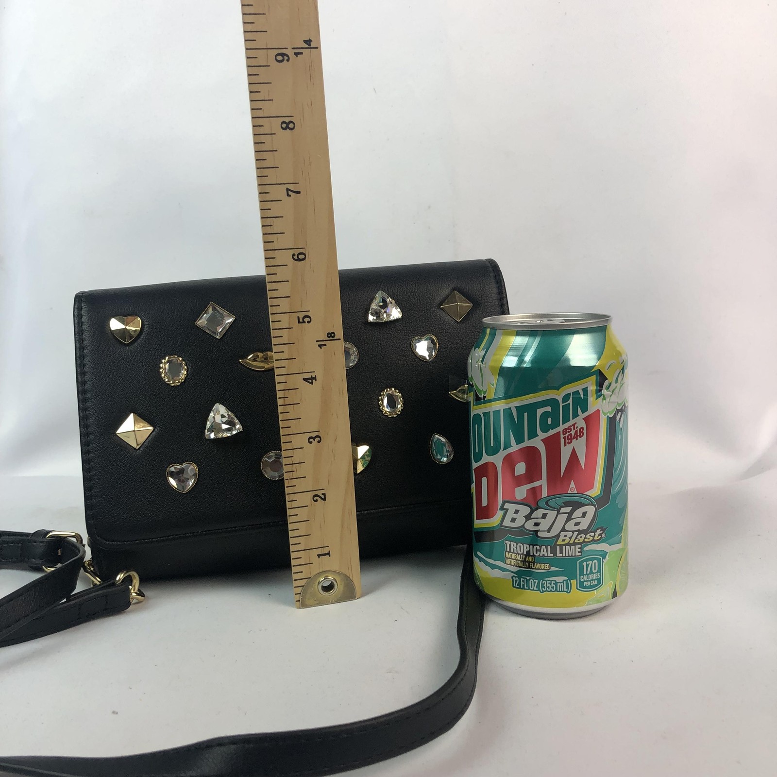 Betsey Johnson Crossbody Bag Womens Black Gem Stud XOSYBIL-GEMS Purse NWT READ