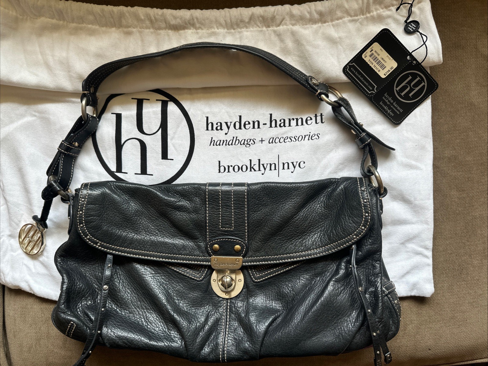 Hayden Harnett Handbag Black Early 2000’s Style #LORCAF07, Dust bag & Handtag.