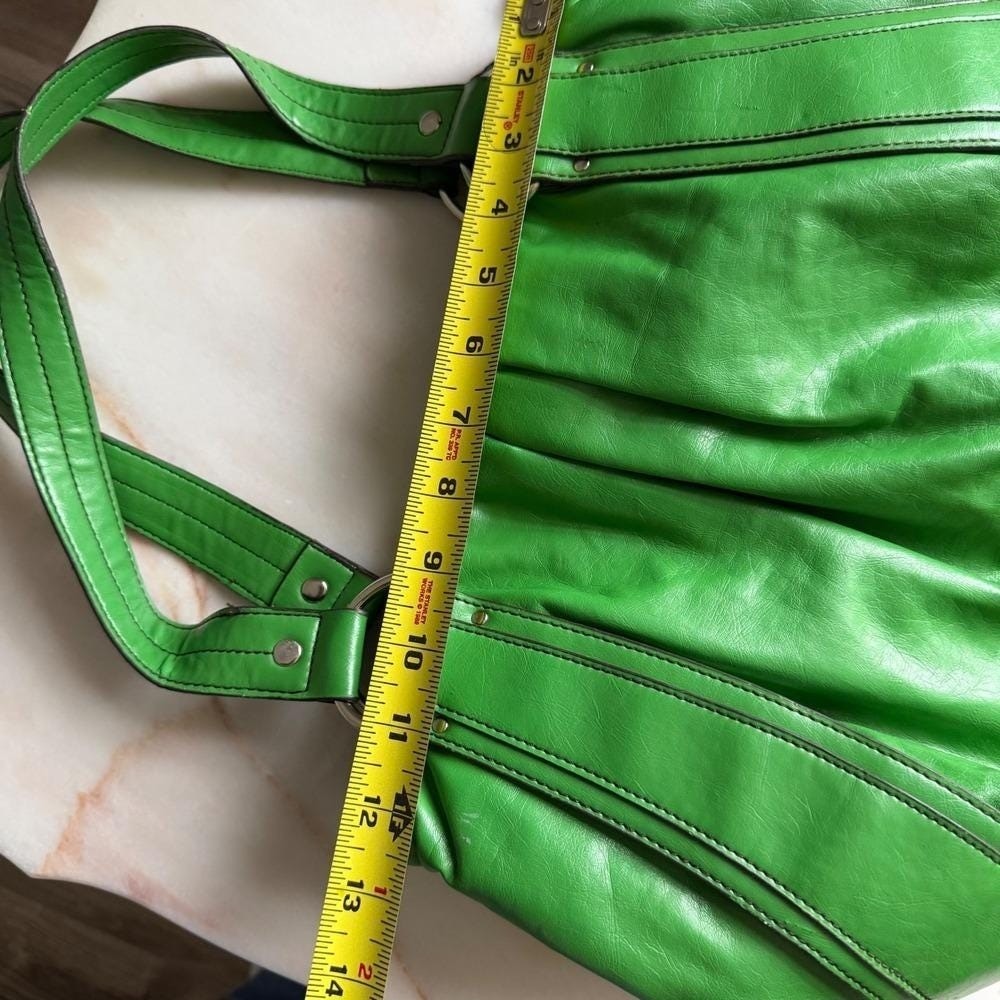 VIntage Nine & Co Nine West Green Pleated Hobo Shoulder Bag Silver Hardware