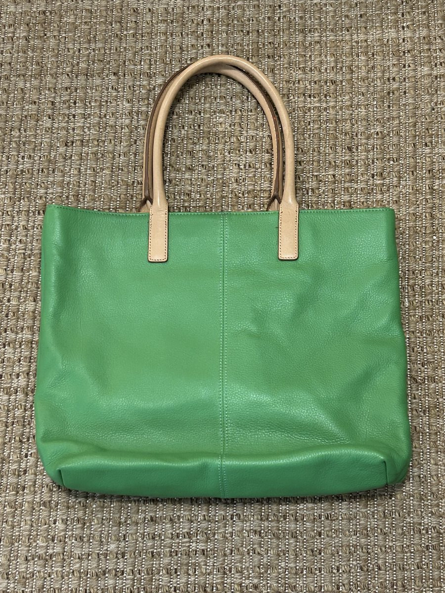 Designer Large Green Leather Tote W Handles