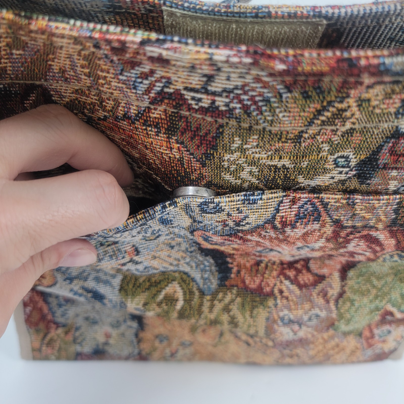 Tapestry Cats Tote Bag 12×11 Vintage Style Woven Kitten Print Purse Shoulder