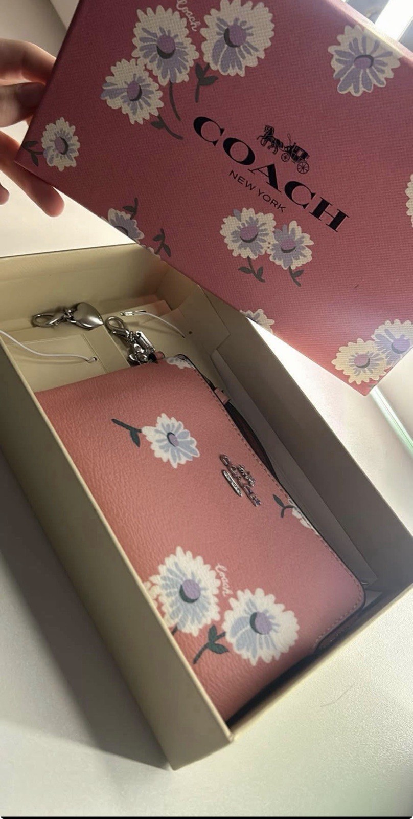 Coach Wristlet Bubblegum Pink Multi Floral Original Box Wrist Strap