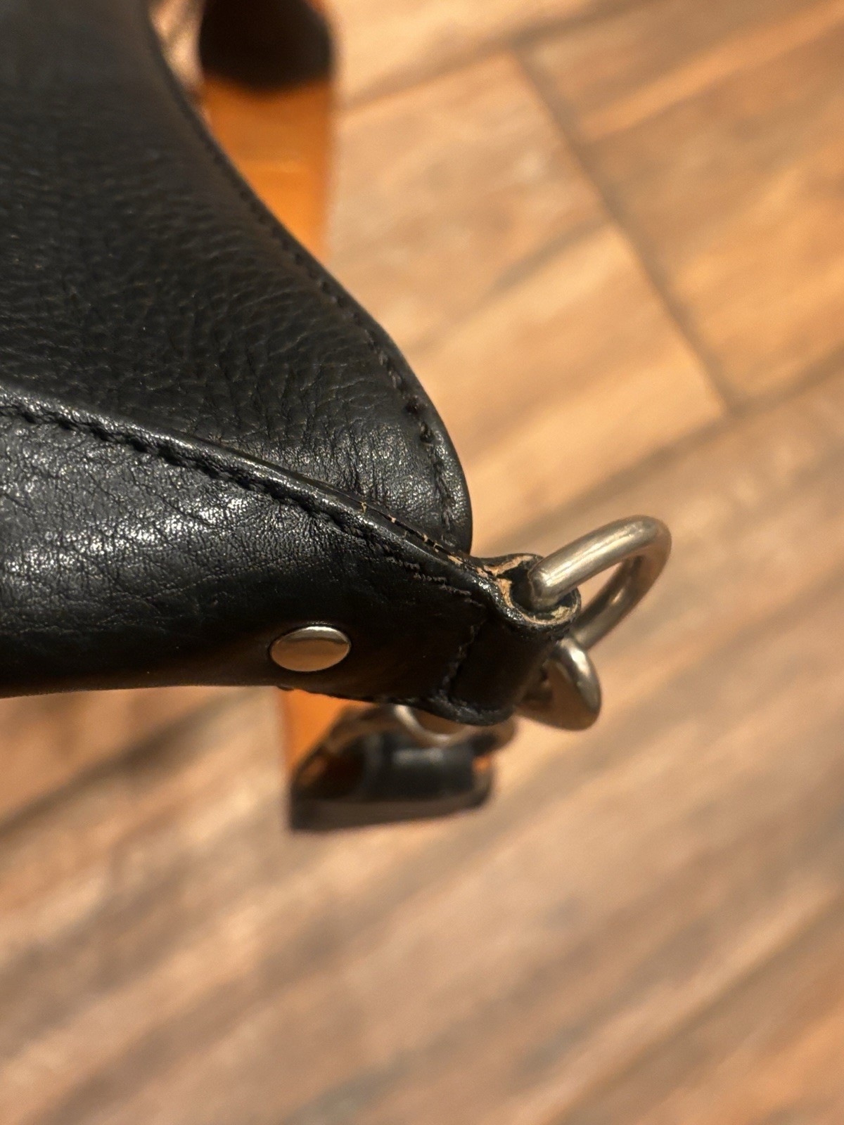 Vintage Coach 9604 Black Pebble Leather Mini Satchel Bag With Brass Toggle Strap