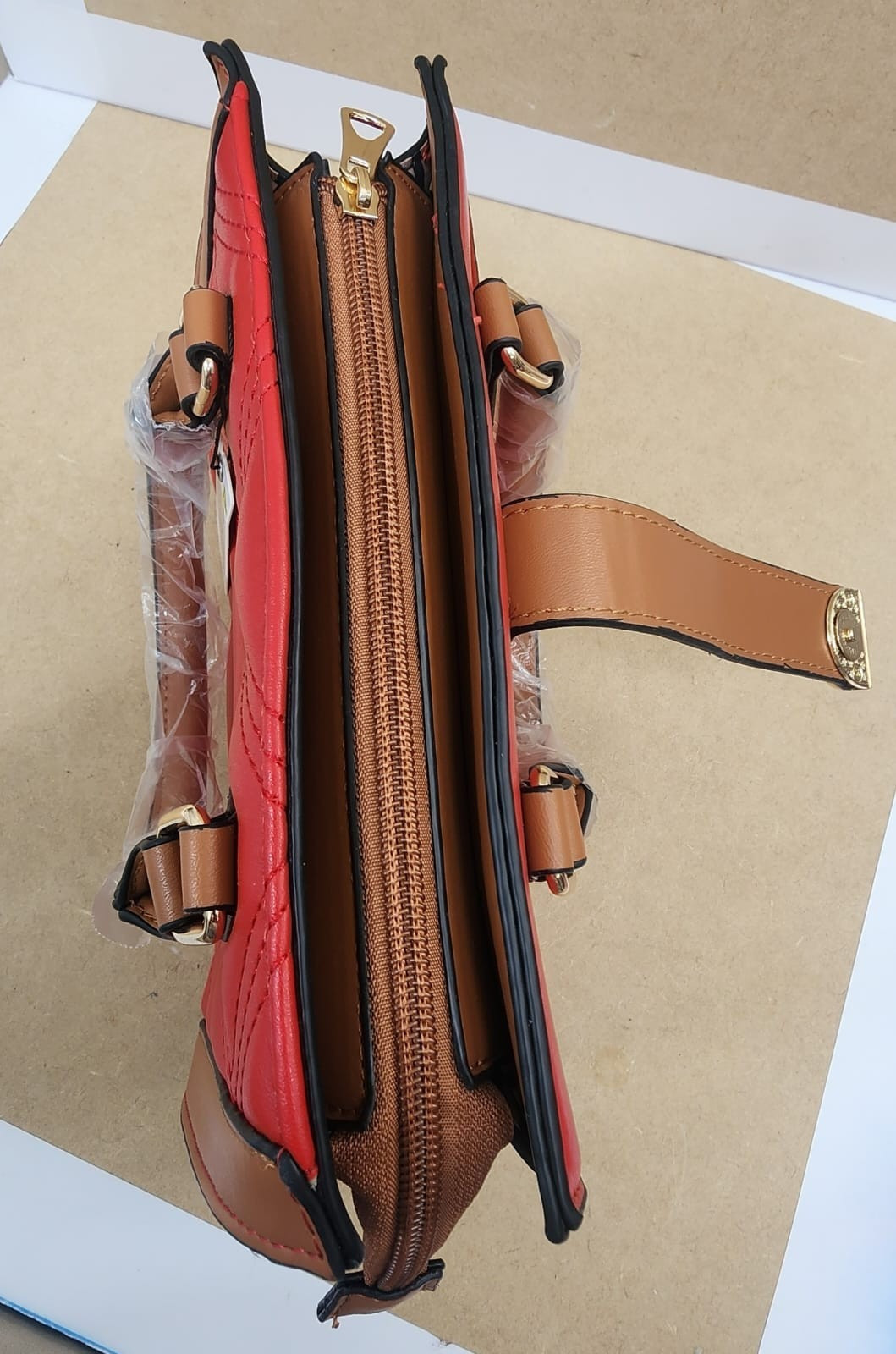 Women’s Red Crossbody Satchel Handbag Matching Wallet 2Pc Set NWT