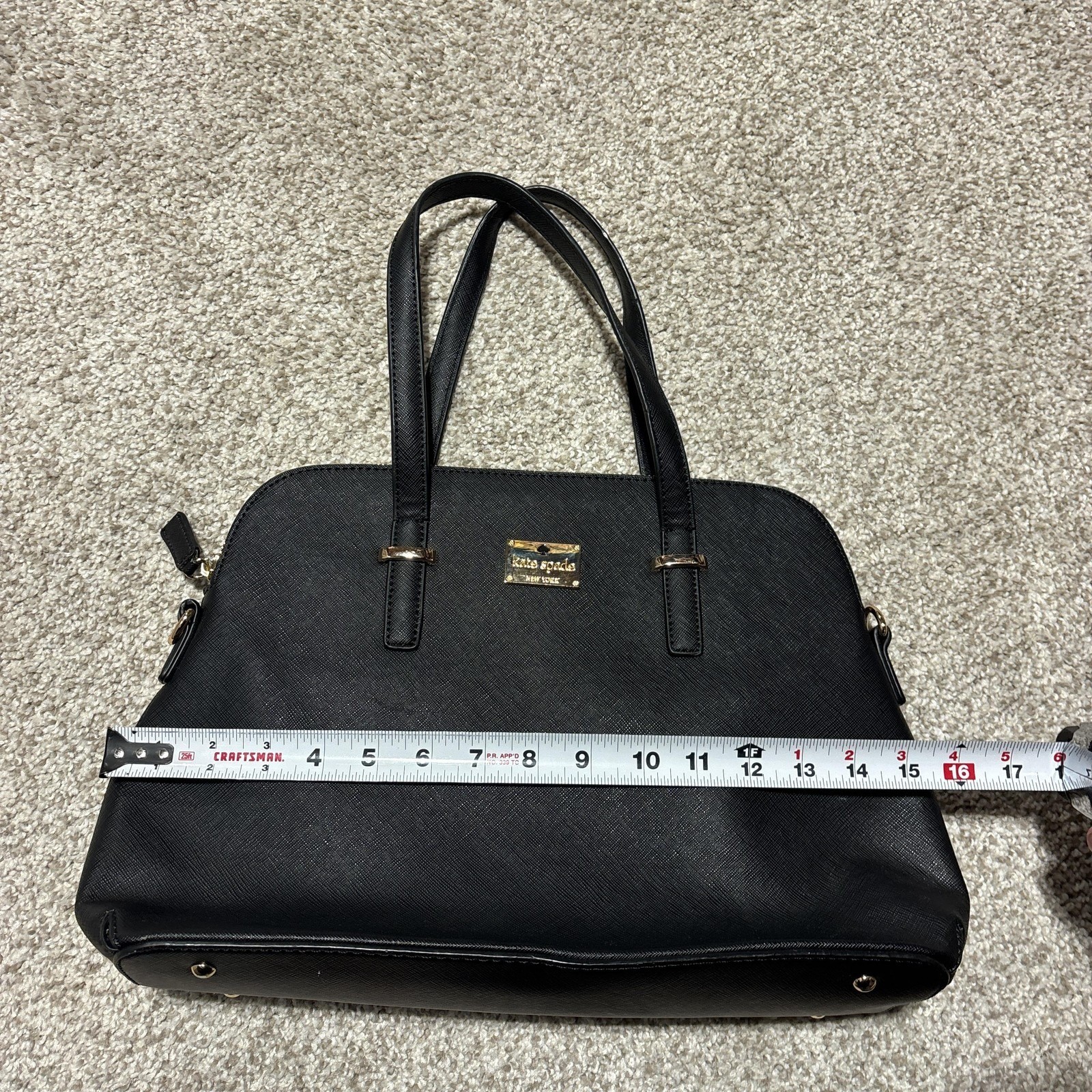 Kate Spade Satchel Bag Womens Large Black Leather Zip Top Shoulder Handbag Work