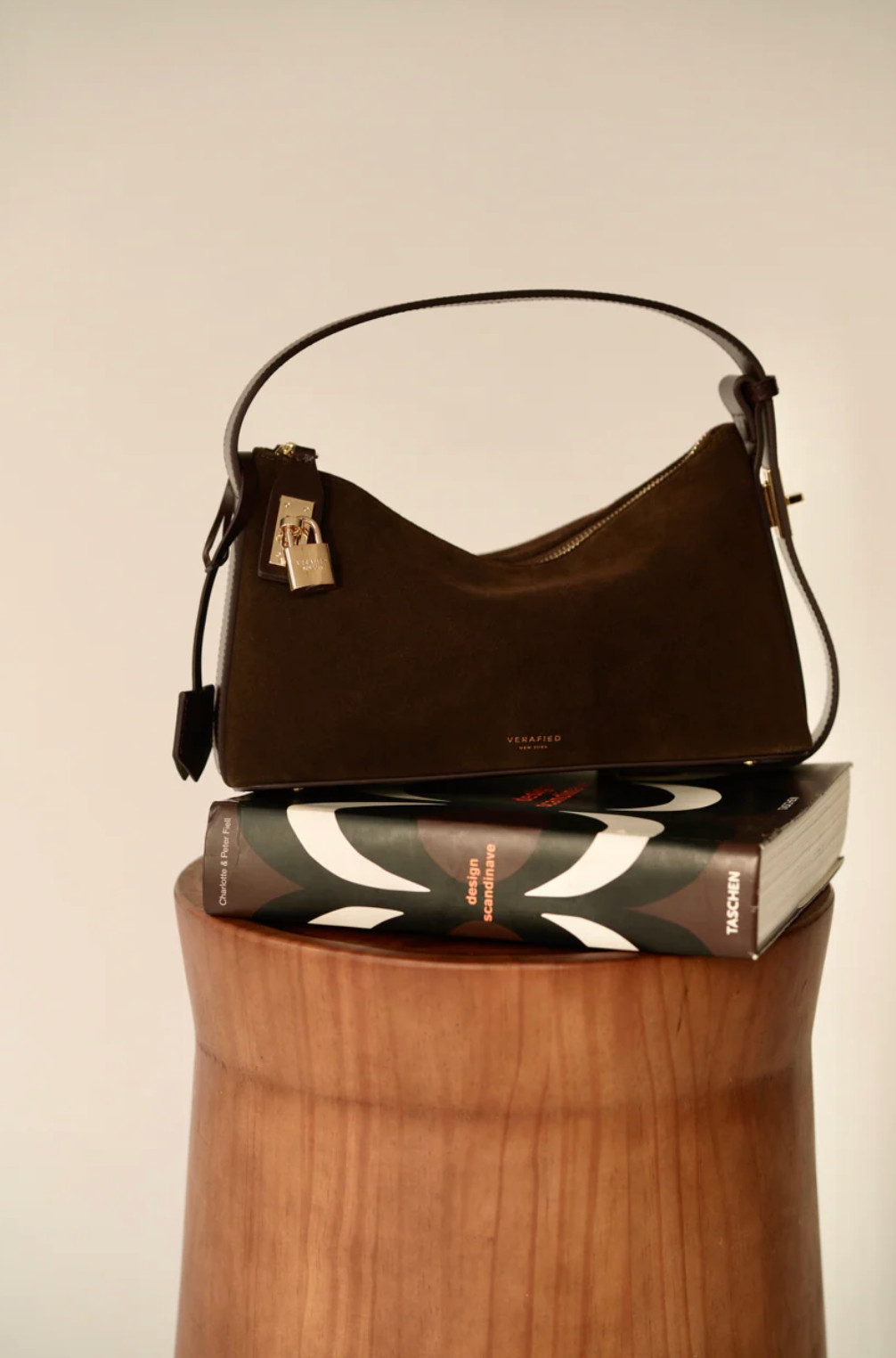 [BIG SALE] Verafied Espresso Suede Gold Hobo Bag Minimalist Shoulder Bag