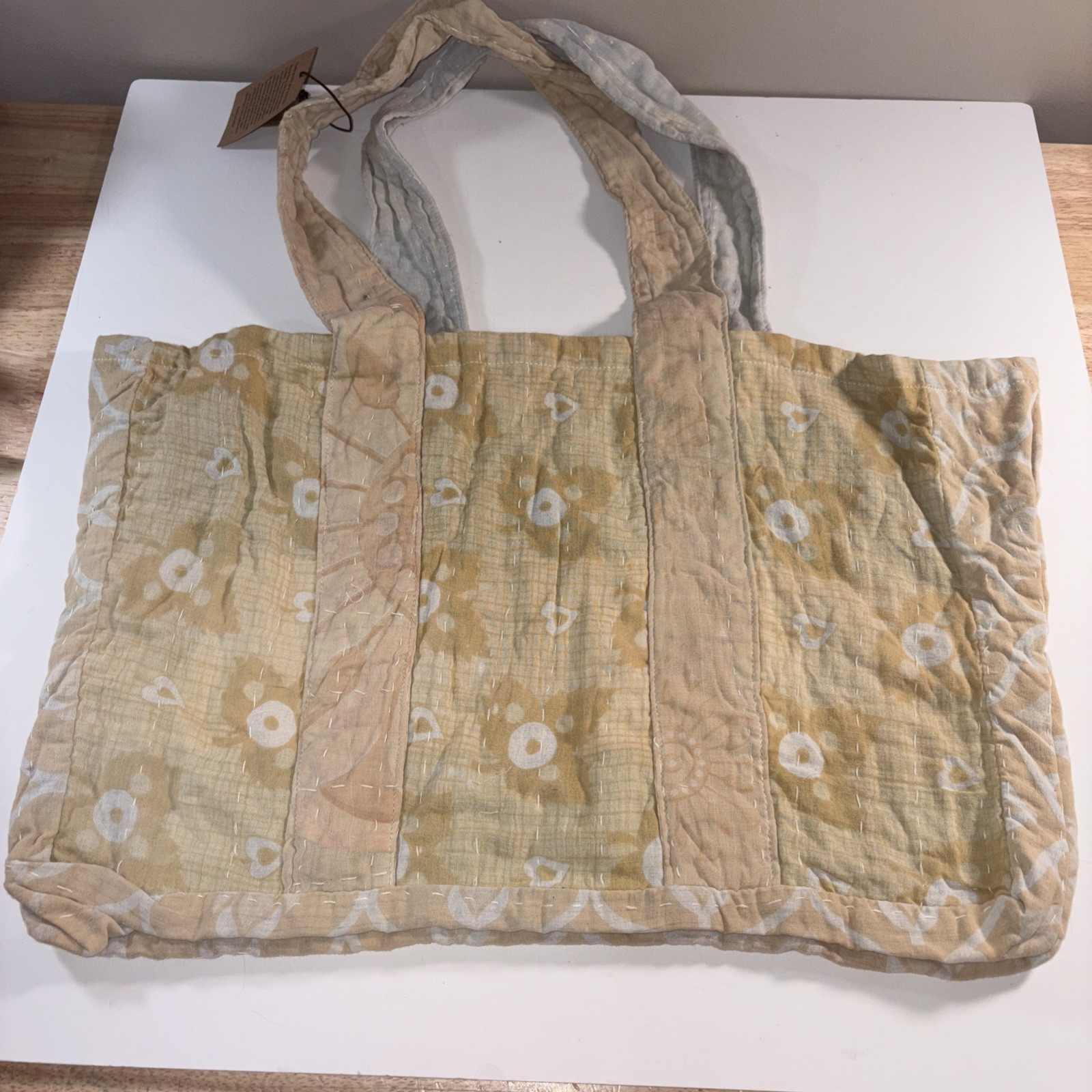 Creative Co-Op Vintage Cotton Kantha Sari Fabric Tote Bag NEW!