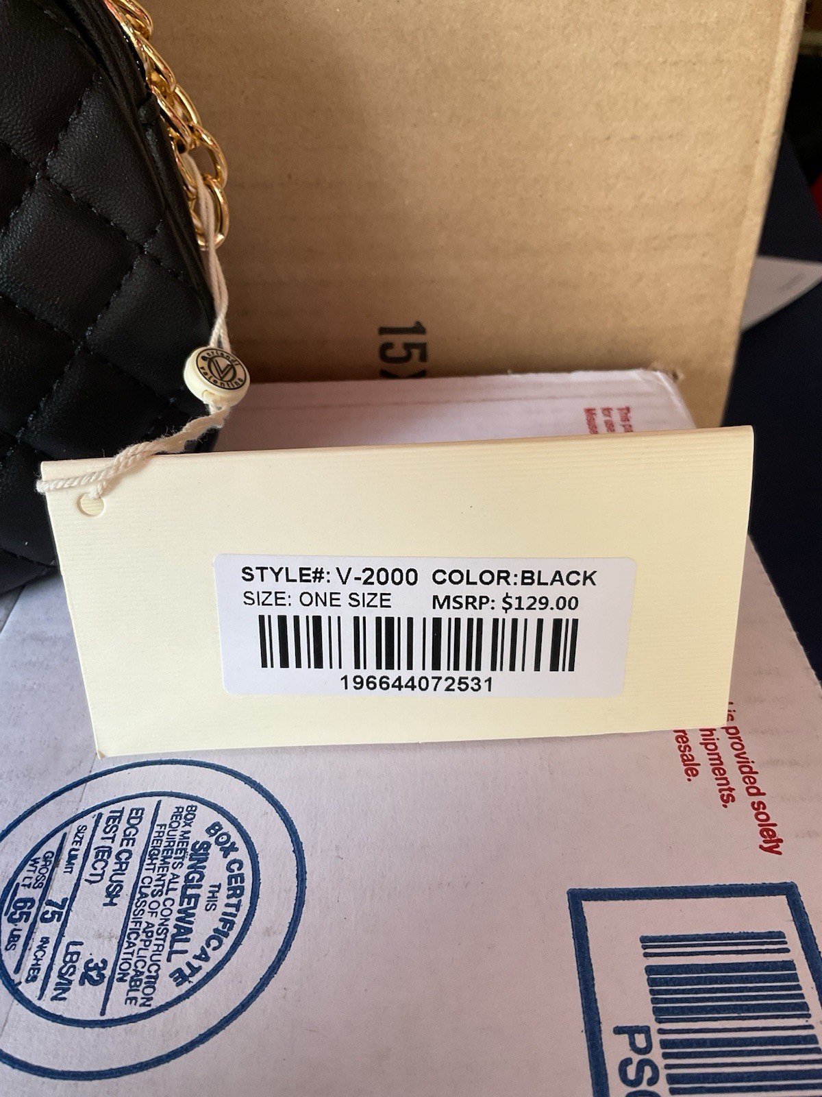 Valentino Orlandi Black Quilted Crossbody Bag Zip Detachable Gold Chain