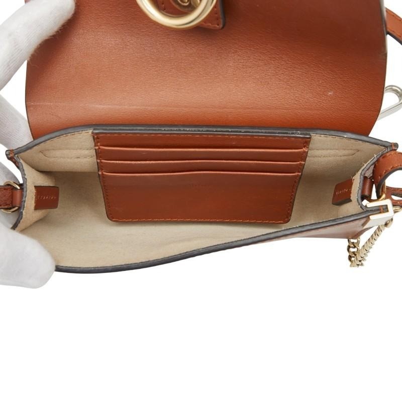 Auth Chloe FAYE Leather Suede Brown Shoulder Crossbody Bag Ring Chain Women’s