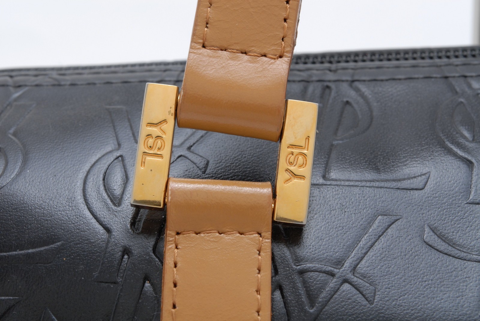 Yves Saint Laurent Vintage Cylinder Hand Bag Black Brown Leather Vintage