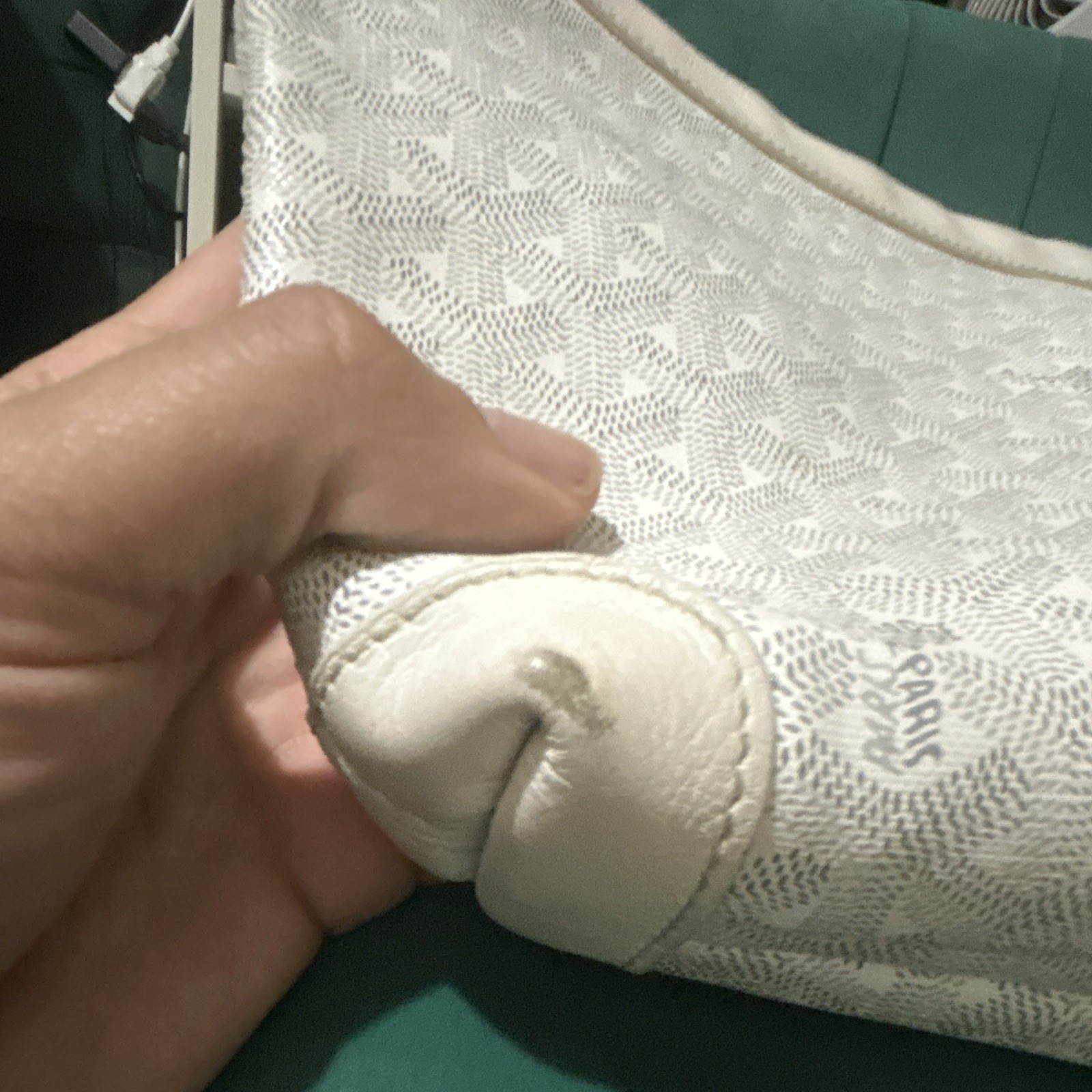 Goyard White Goyardine Zip Wristlet Strap Clutch Pouch, Silver Hardware