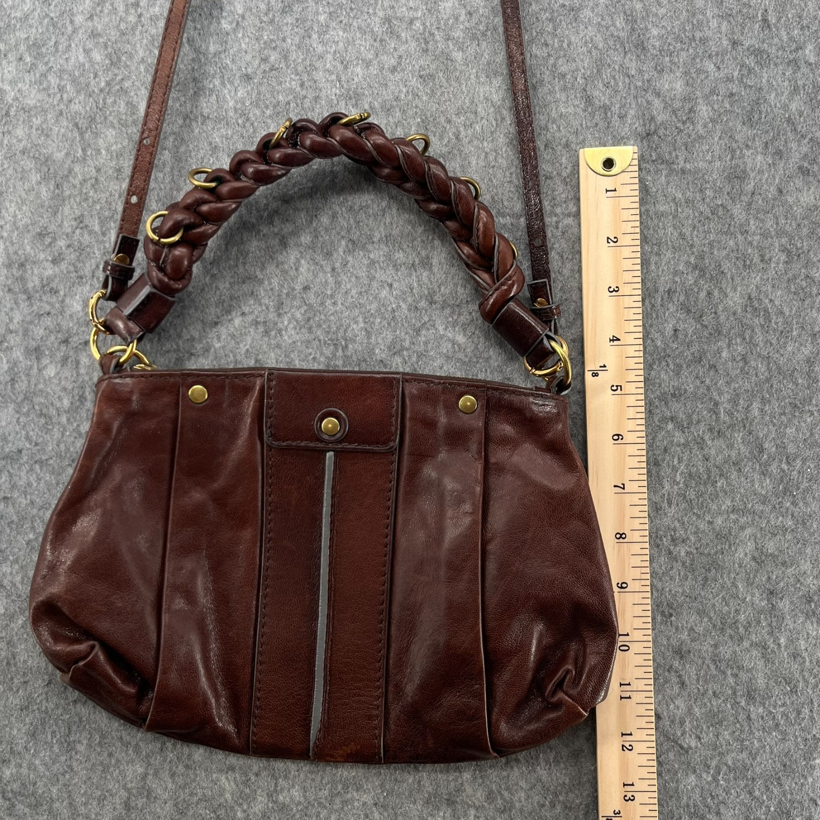 Vintage CHLOE Braided 2 Way Crossbody Handbag Brown Leather