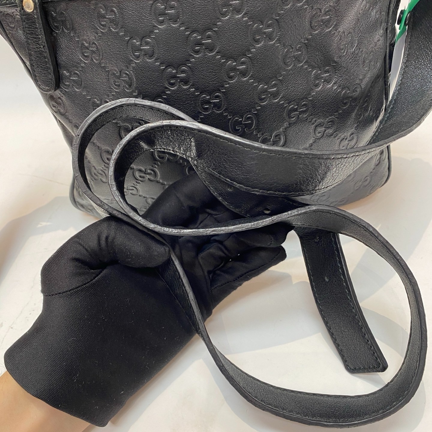 Preloved Gucci GG monogram Black leather crossbody shoulder bag