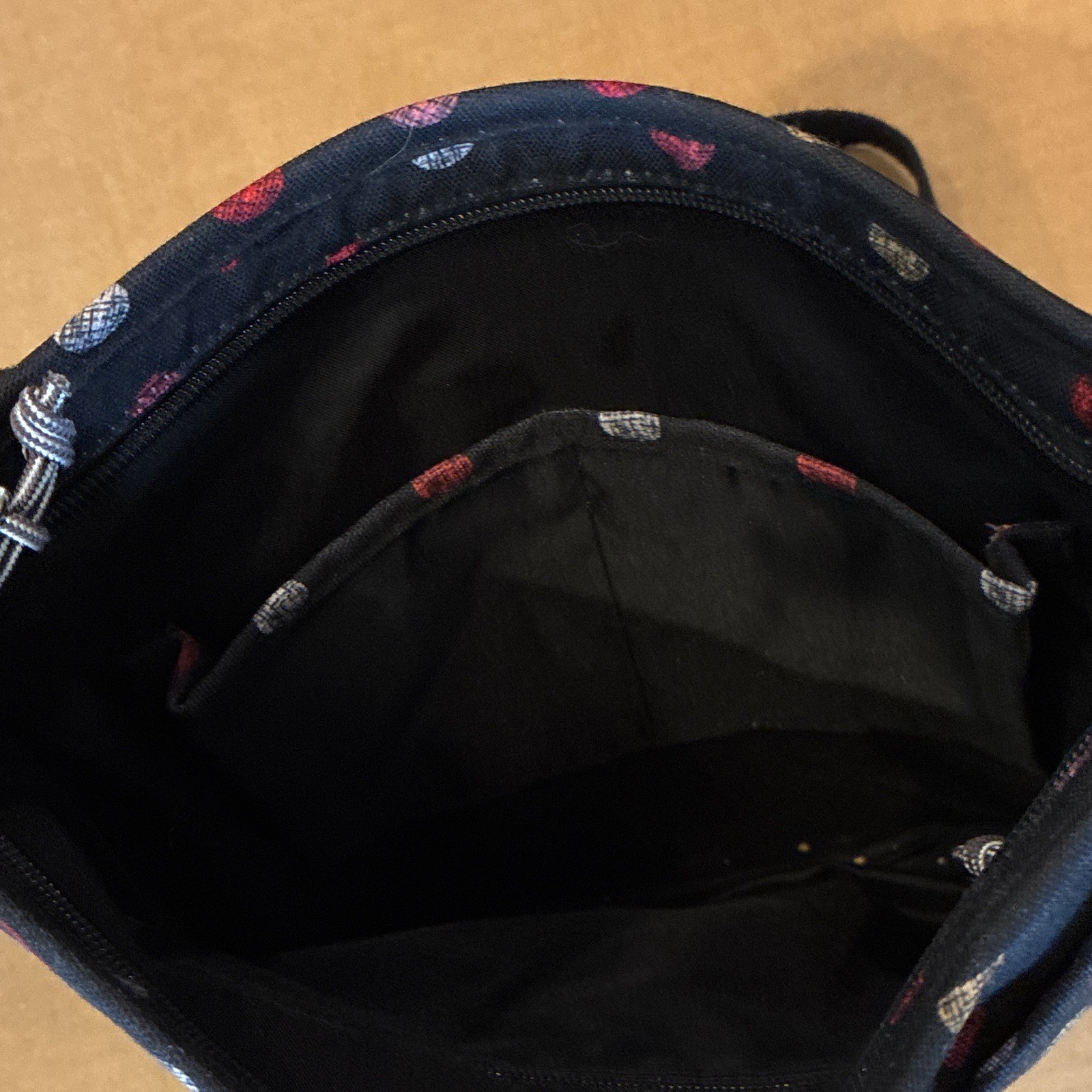 Vera Bradley Polka Dot Crossbody Bag Black Multicolor Zip, Adjustable Strap
