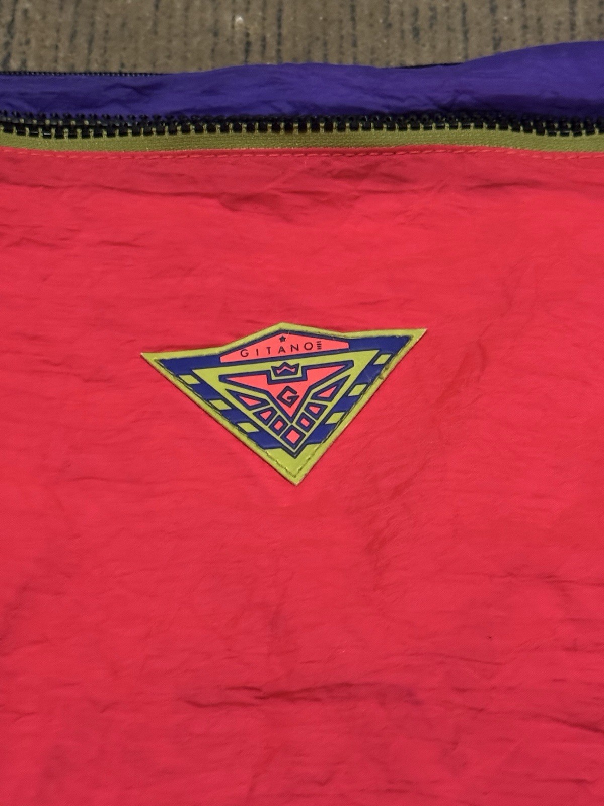 Vintage 90s Gitano Colorblock Tote Bag Purple Pink Yellow Retro Shoulder Bag