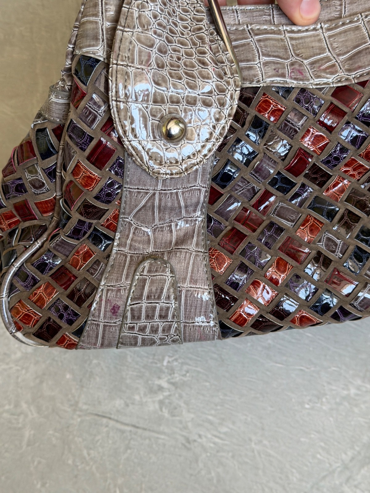 Vintage Dolce & Gabbana Lacquered Woven Shoulder Bag Y2K