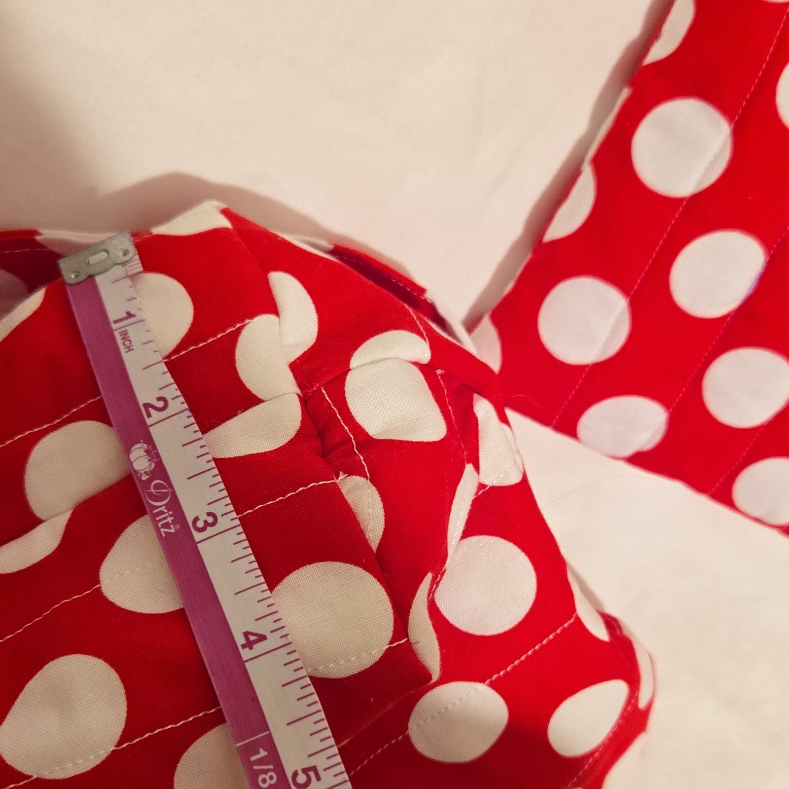 Women’s Red/White Polka Dot Tote Bag Lined Inner Pockets, makeup bag.