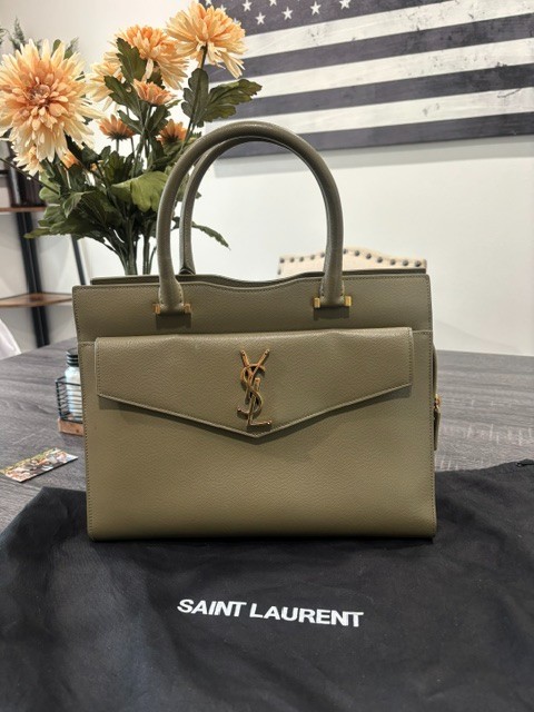 Yves Saint Laurent YSL Uptown White Leather Tote Bag