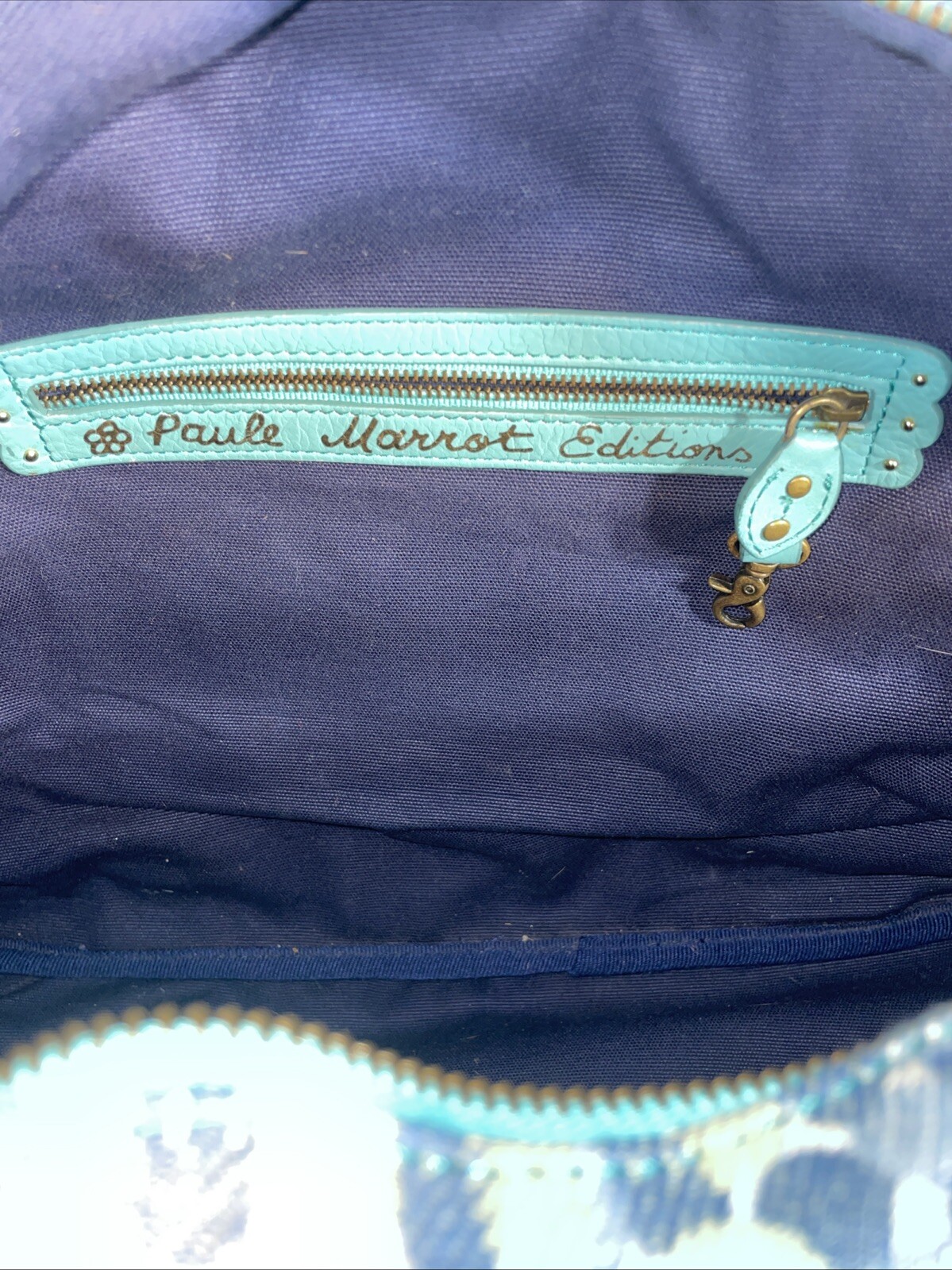 Hayden Harnett Paule Marrot Petit Points Nuit Clarice Train Case Handbag Peacock