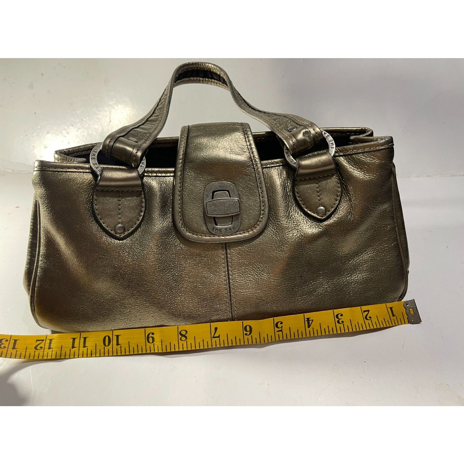 The sack original Y2K mini handbag metallic gold leather crop VTG casual women