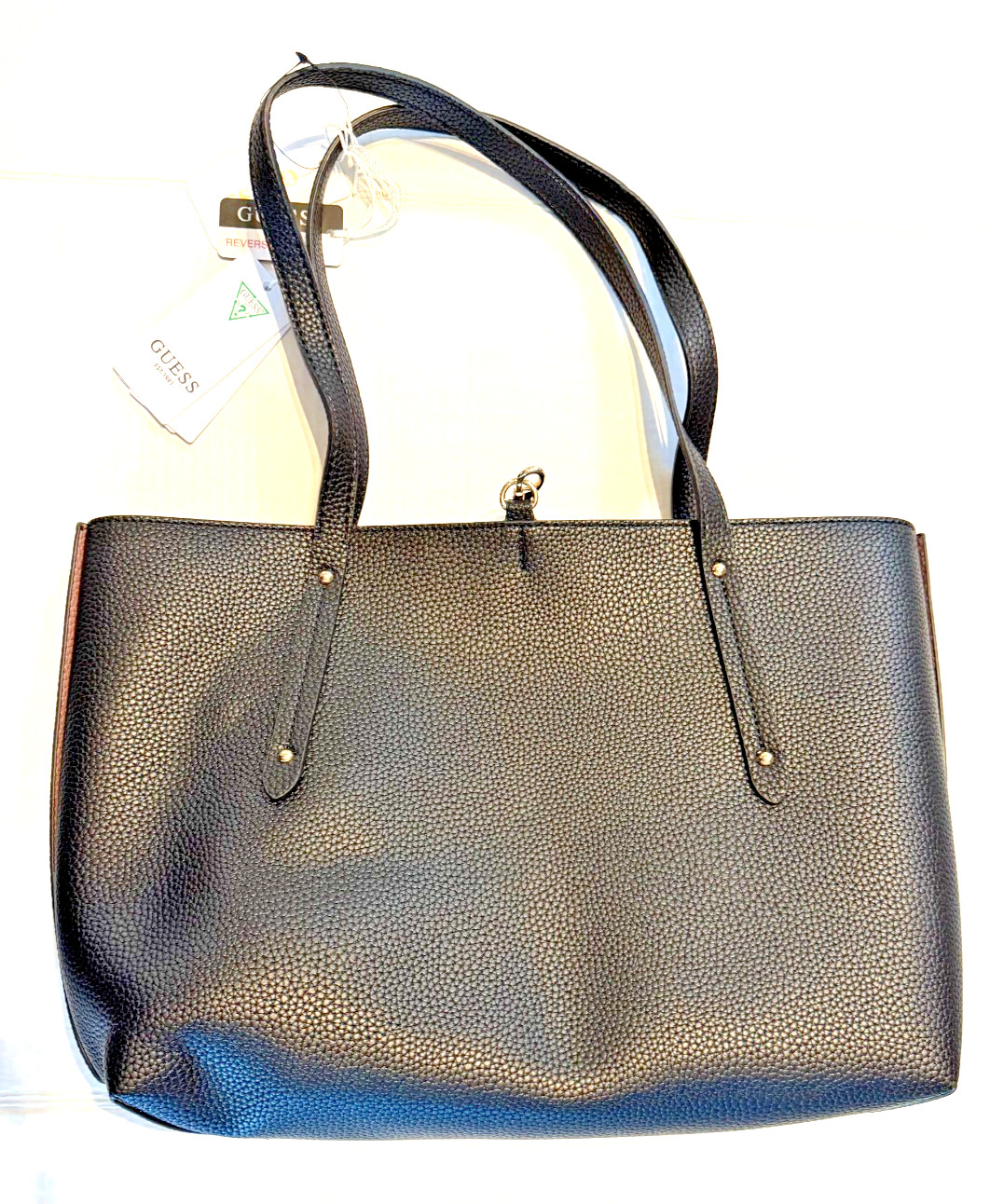 GUESS HANDBAG SET WOMEN ECO BRENTON TOTE BAG RPET BLACK 3-PCS