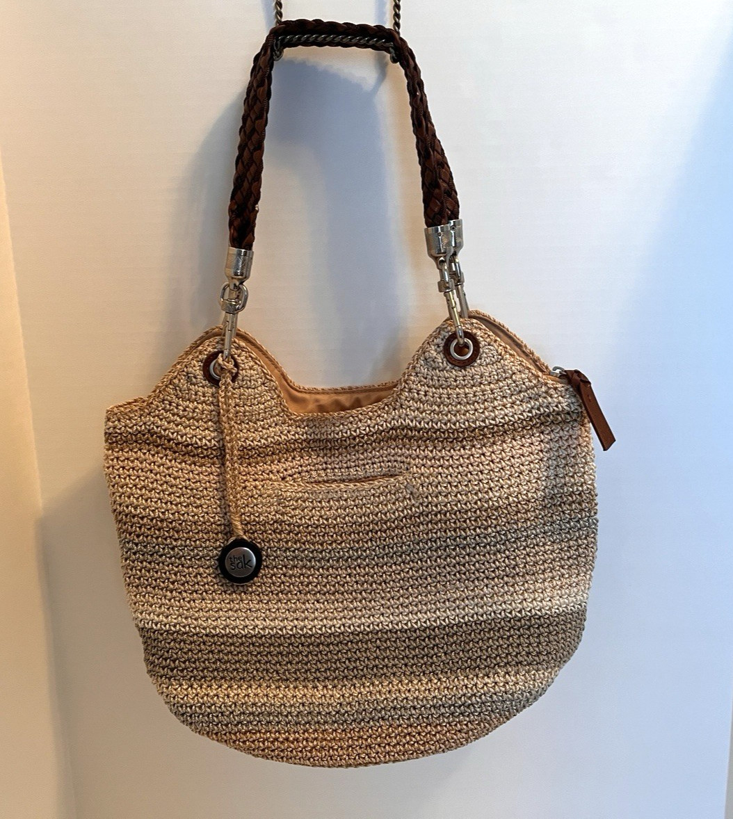 Hobo Crochet Purse w/Braided Straps by The Sak (Carry or Over Shoulder)