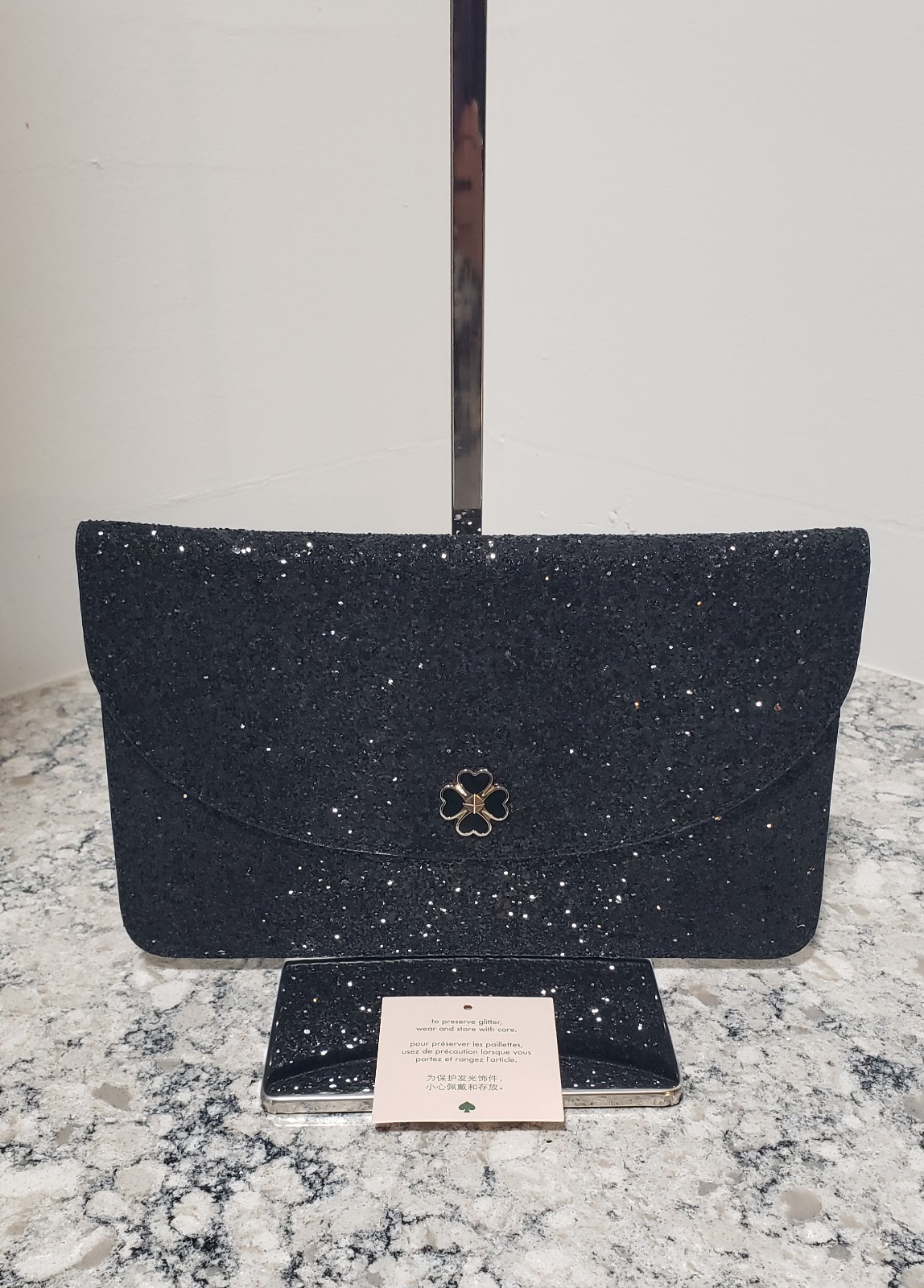 Kate Spade Odette Glitter Large Flap Clutch EUC