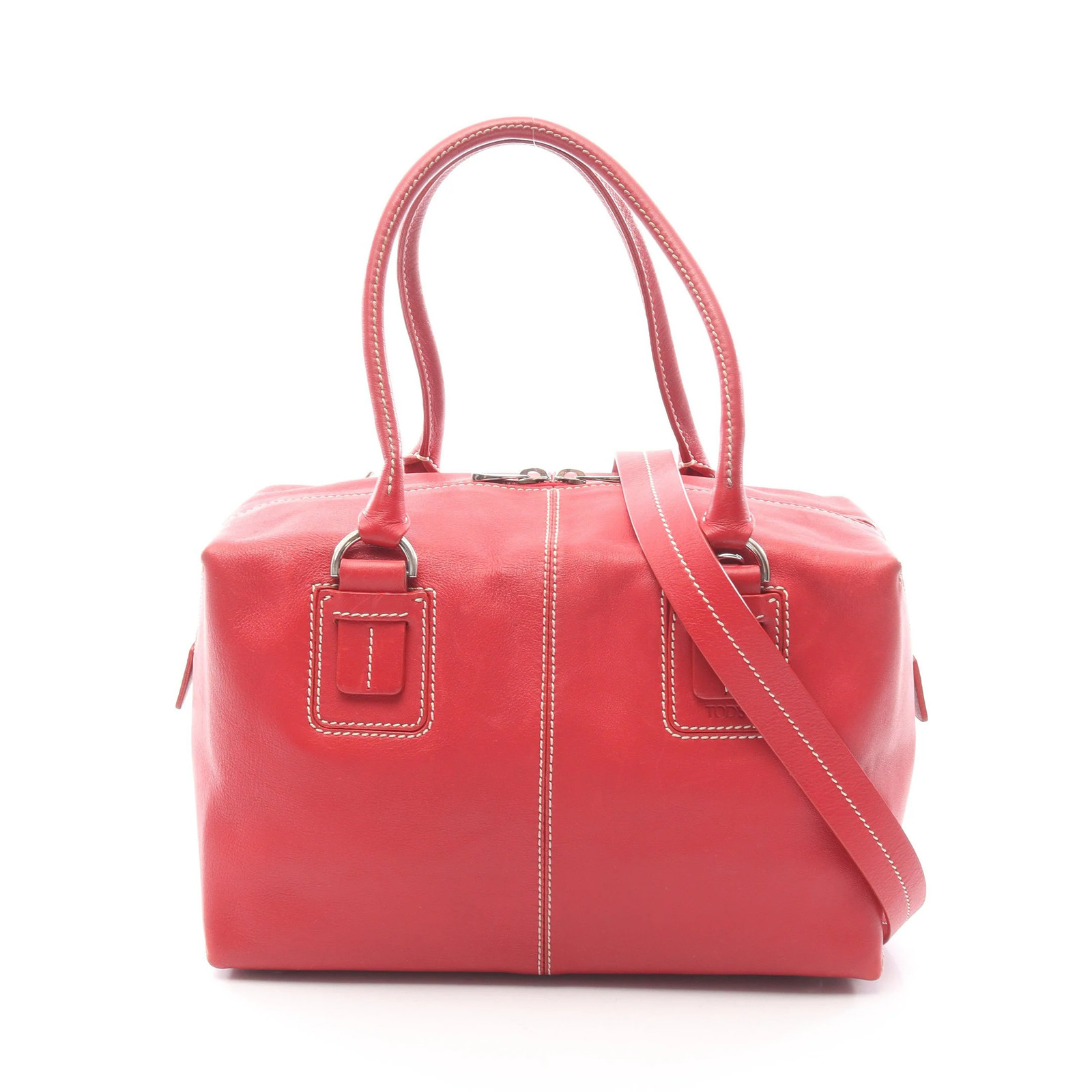 TOD’S 2WAY Handbag Red Leather #RCB2459