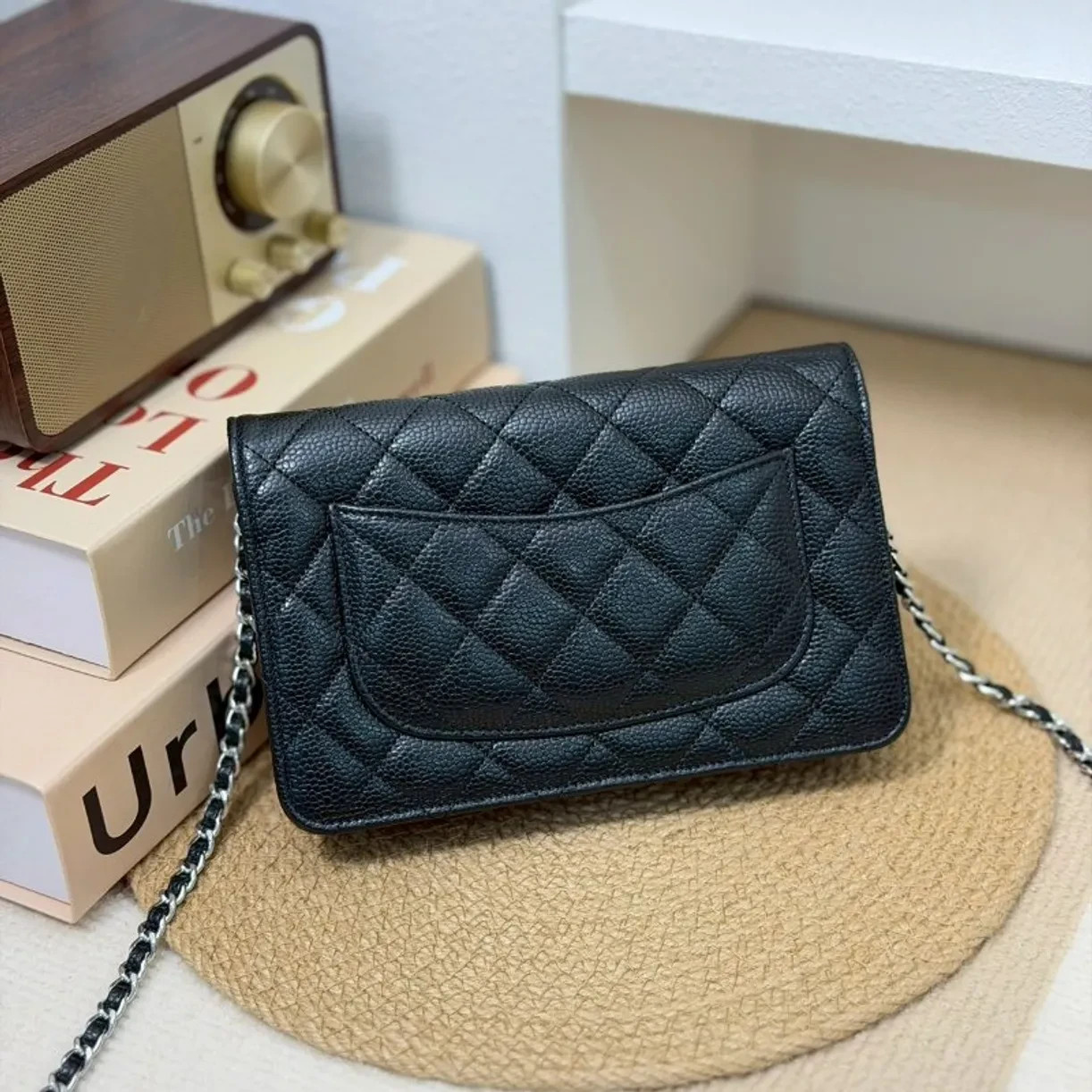Chanel Wallet On A Chain Black With Silver Caviar