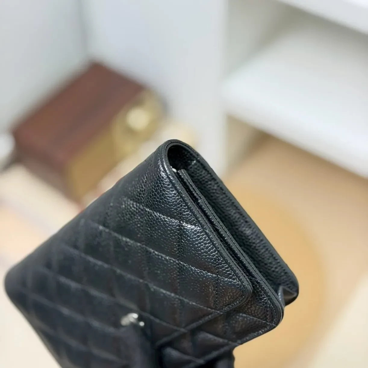 Chanel Wallet On A Chain Black With Silver Caviar