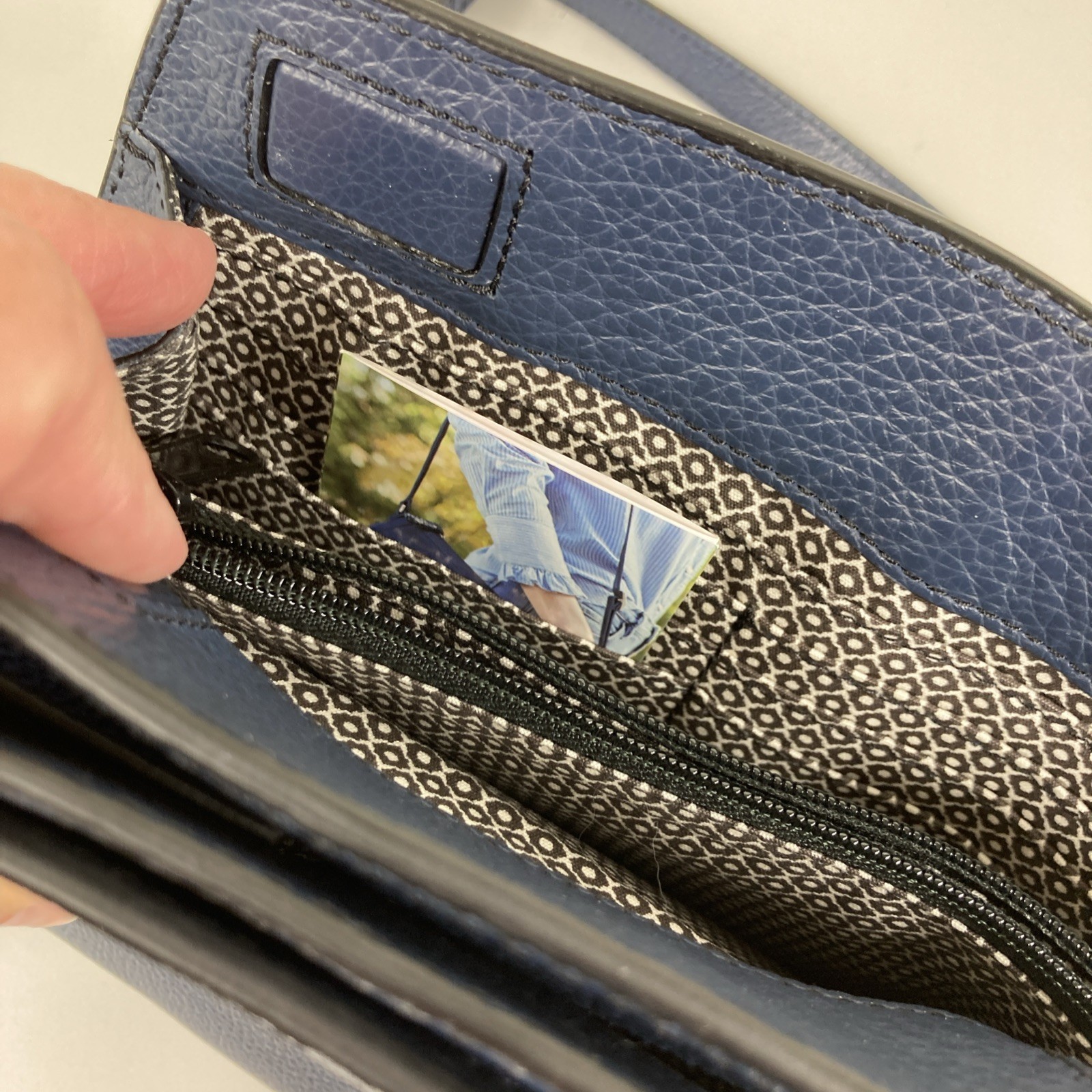 Brighton Interlok Collection Georgina Organizer Dark Blue Weave Crossbody Wallet