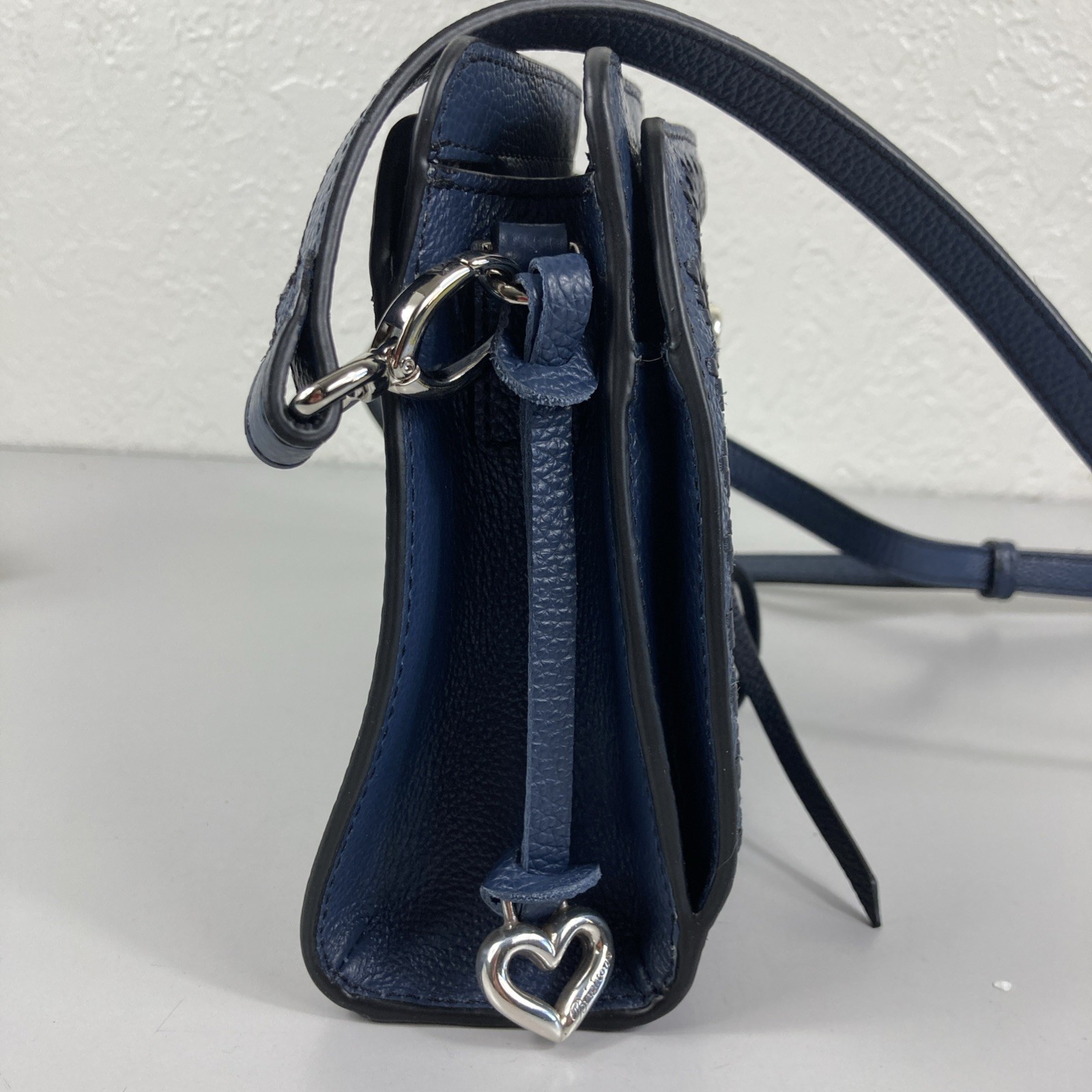 Brighton Interlok Collection Georgina Organizer Dark Blue Weave Crossbody Wallet