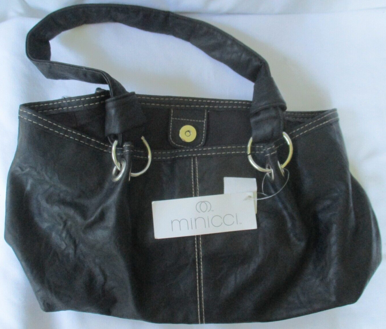 MINICCI BLACK FAUX LEATHER HANDBAG PURSE – NWT