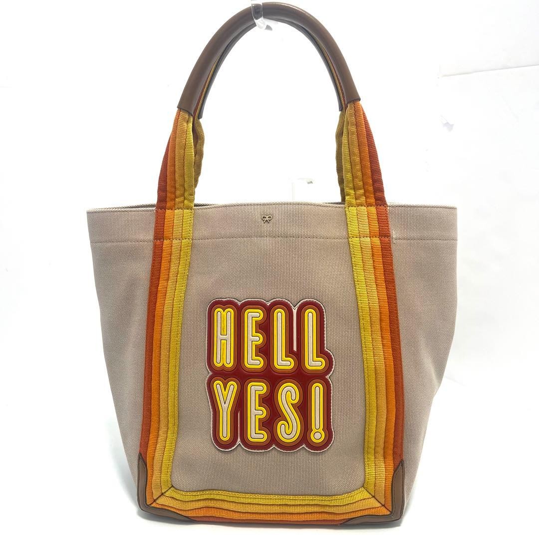 Anya Hindmarch canvas tote bag　HELL YES 39.5×32.5cm