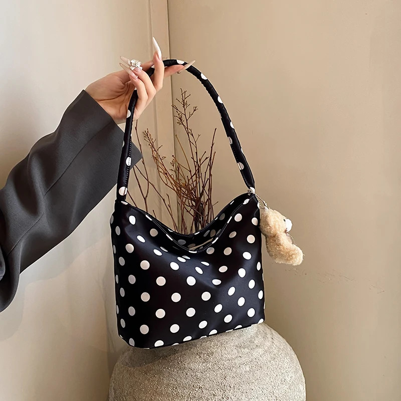 1pcs pure color polka dot shoulder bag fashion armpit bag bucket bag